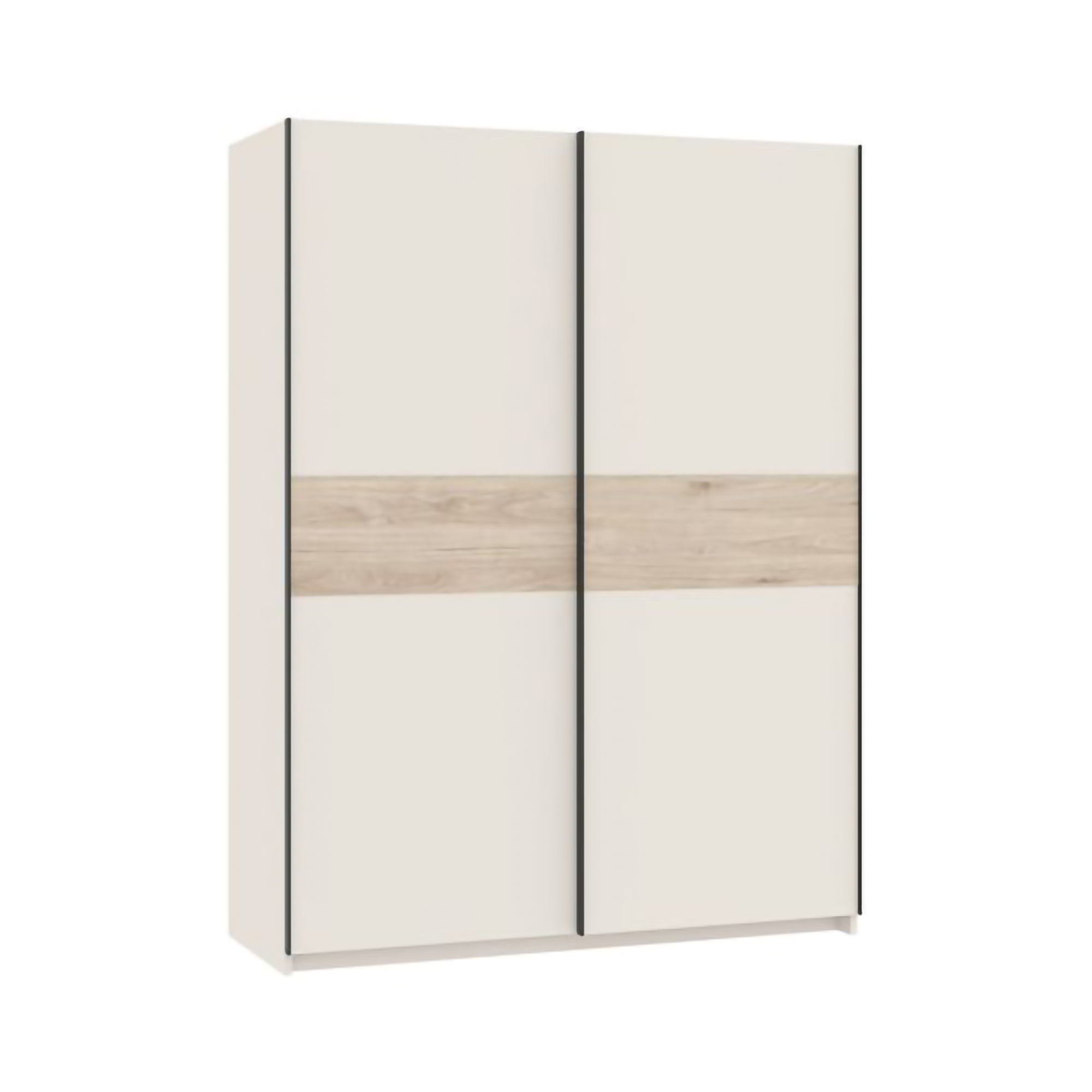 Guardaroba 2 Ante Beige Cashmere Marrone Rovere 2 Ripiani Appendiabiti 150x204h cm, 2 Ante - Manita