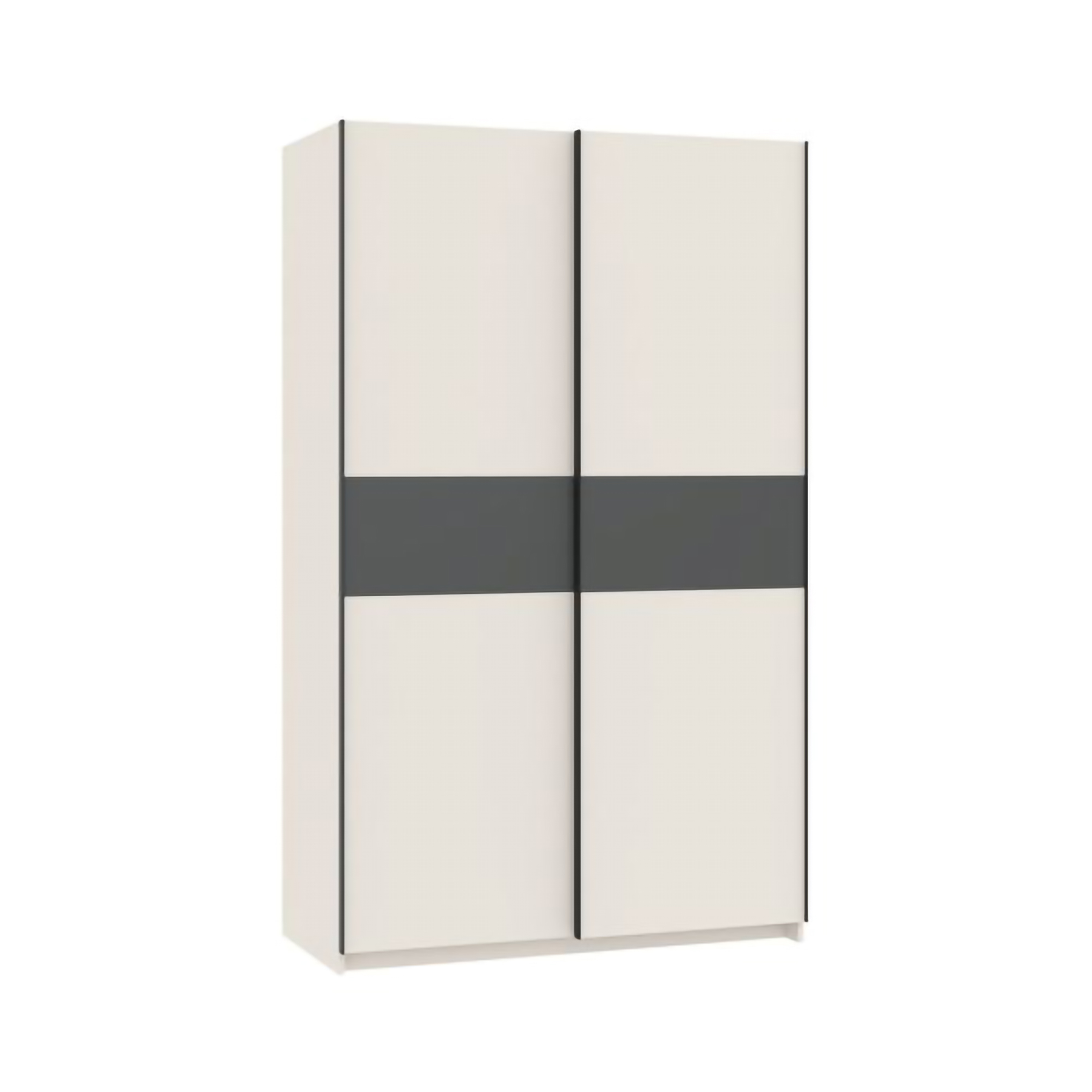 Guardaroba 2 Ante Beige Cashmere Nero Antracite 2 Ripiani Appendiabiti 120x204h cm, 2 Ante - Maba