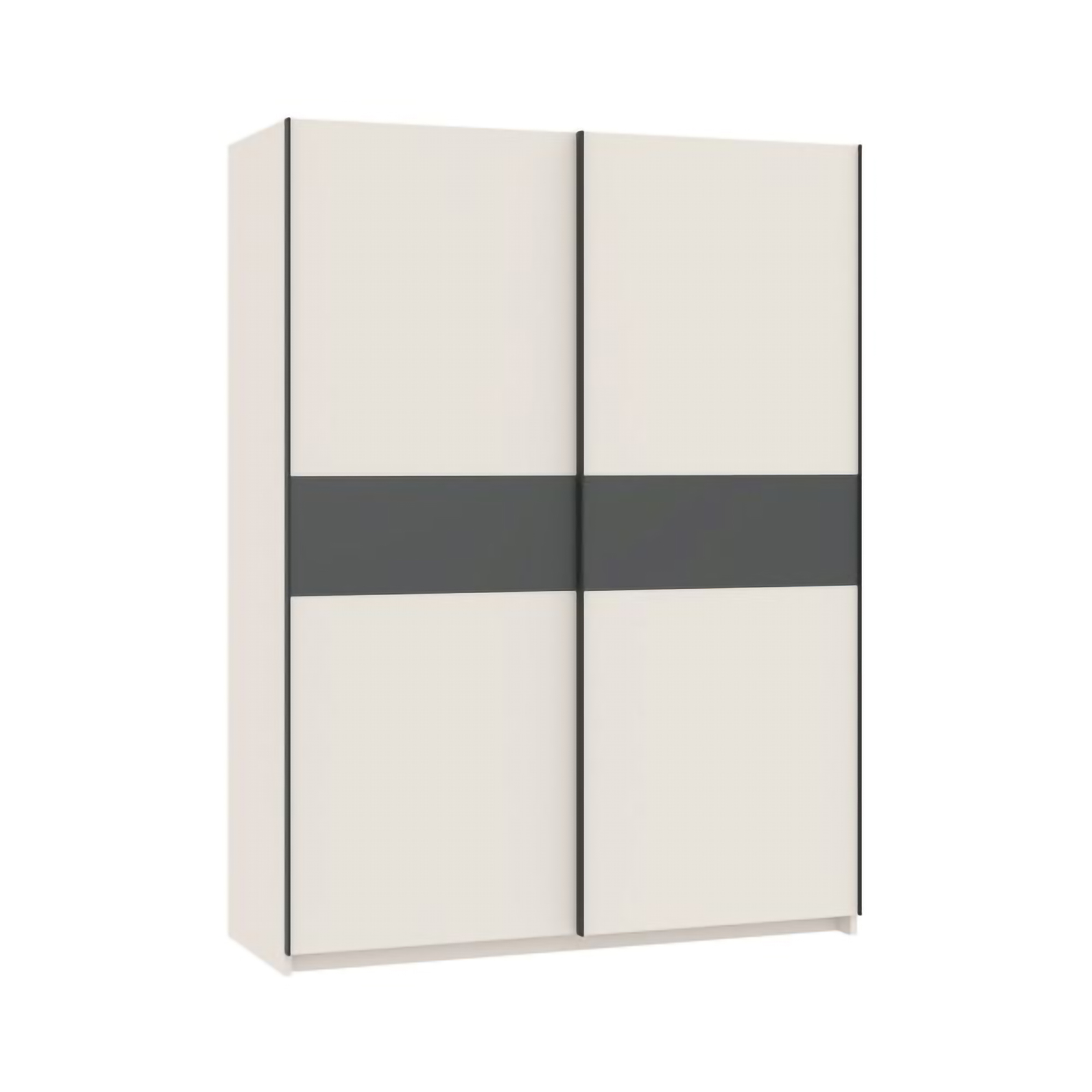 Guardaroba 2 Ante Beige Cashmere Nero Antracite 2 Ripiani Appendiabiti 150x204h cm, 2 Ante - Manita