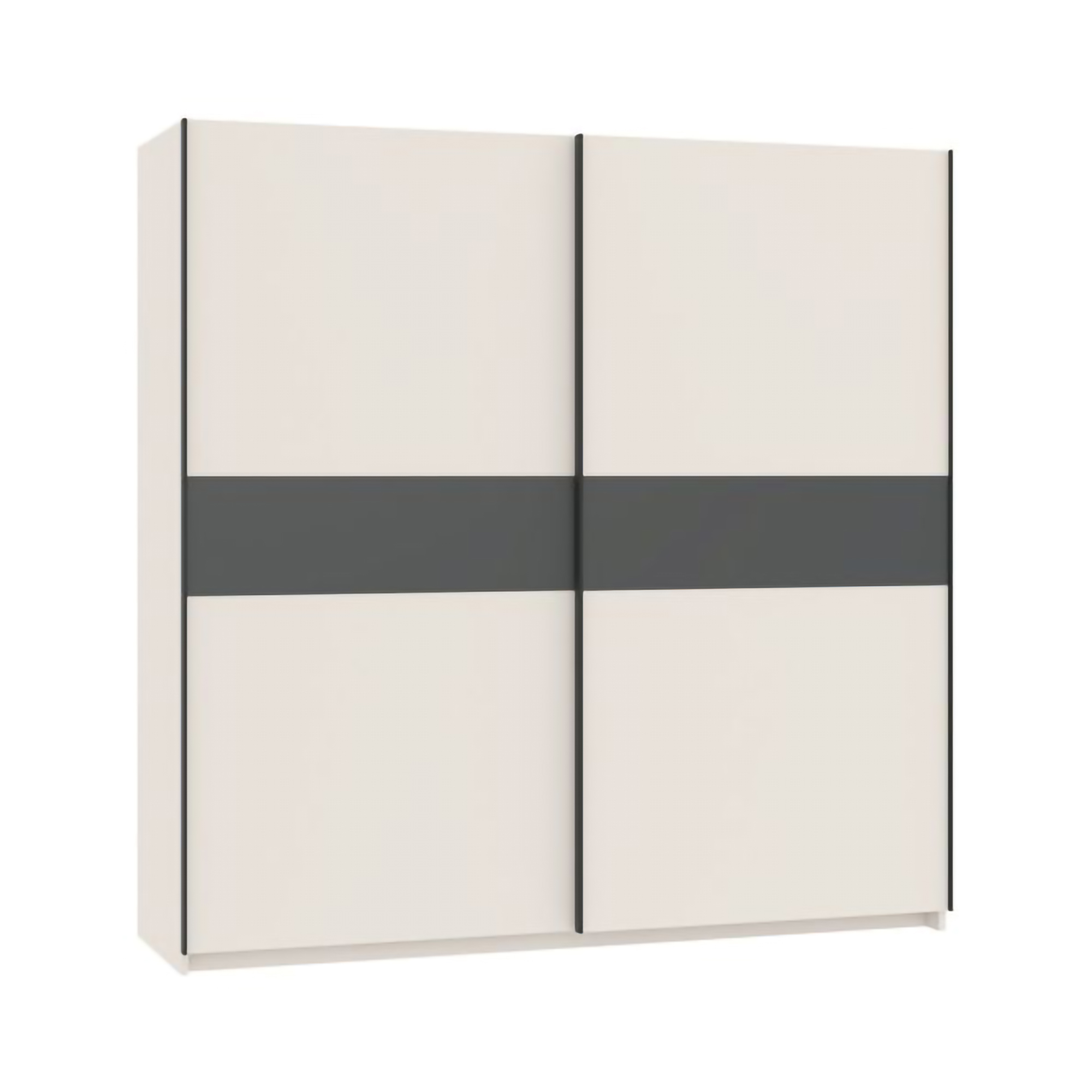 Guardaroba 2 Ante Beige Cashmere Nero Antracite 2 Ripiani Appendiabiti 200x204h cm, 2 Ante - Nalika