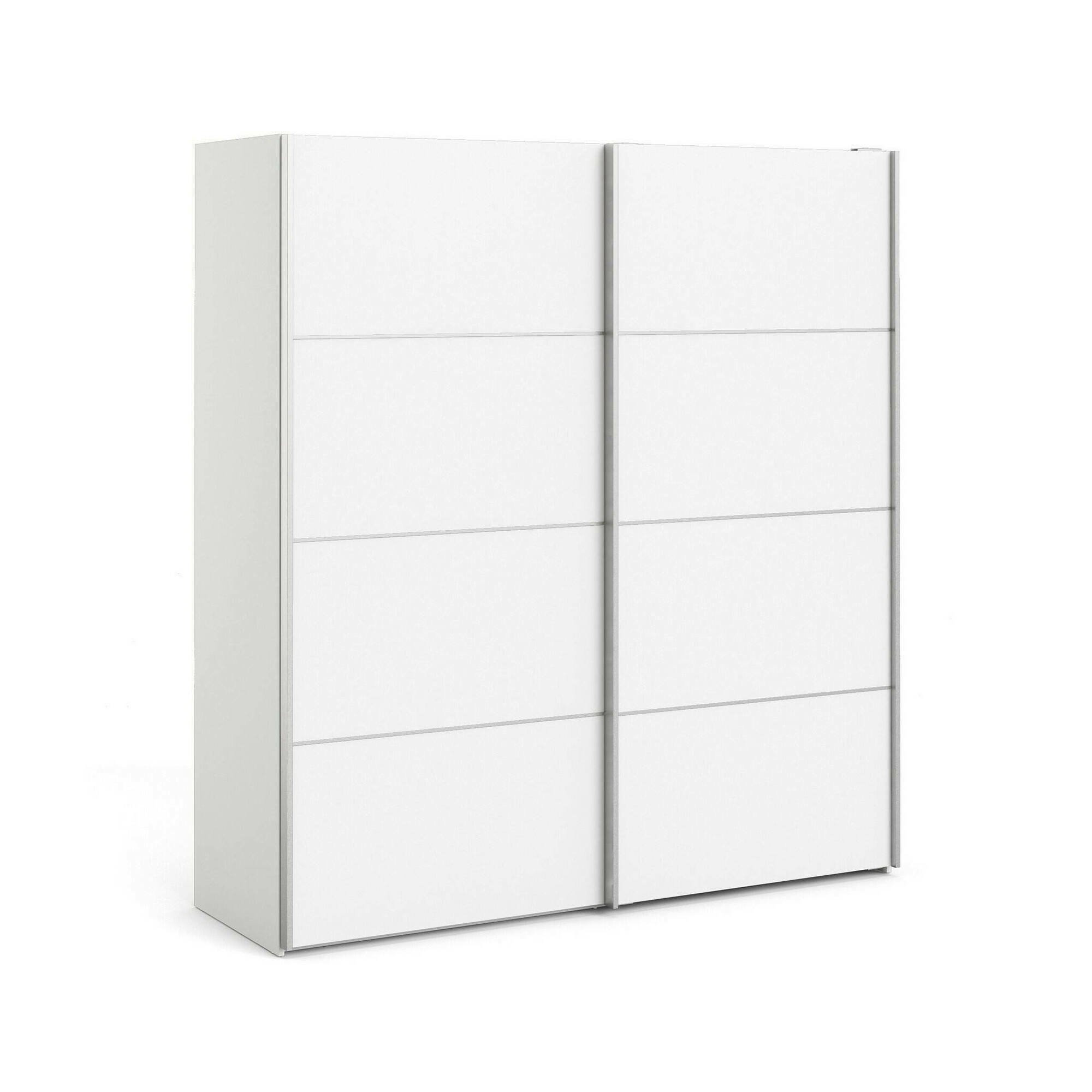 Guardaroba 2 Ante Bianco Appendiabiti 2 Ripiani 182x202h cm, Apertura Scorrevole - Accadia