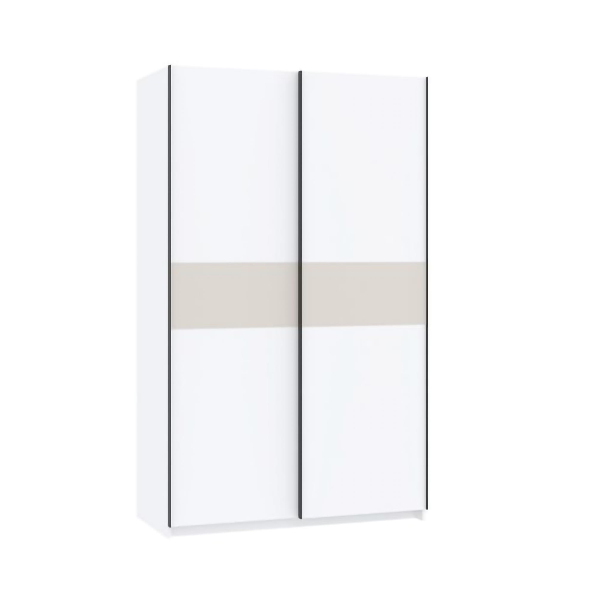 Guardaroba 2 Ante Bianco Beige Cashmere 2 Ripiani Appendiabiti 120x204h cm, 2 Ante - Maba