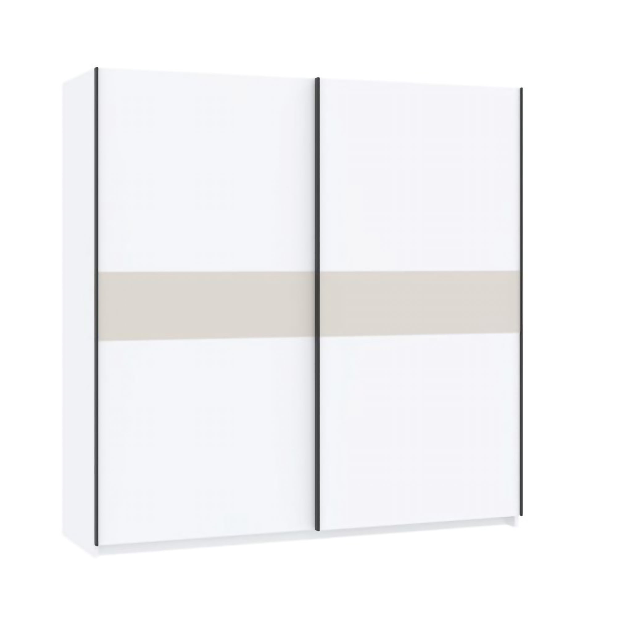 Guardaroba 2 Ante Bianco Beige Cashmere 2 Ripiani Appendiabiti 200x204h cm, 2 Ante - Nalika