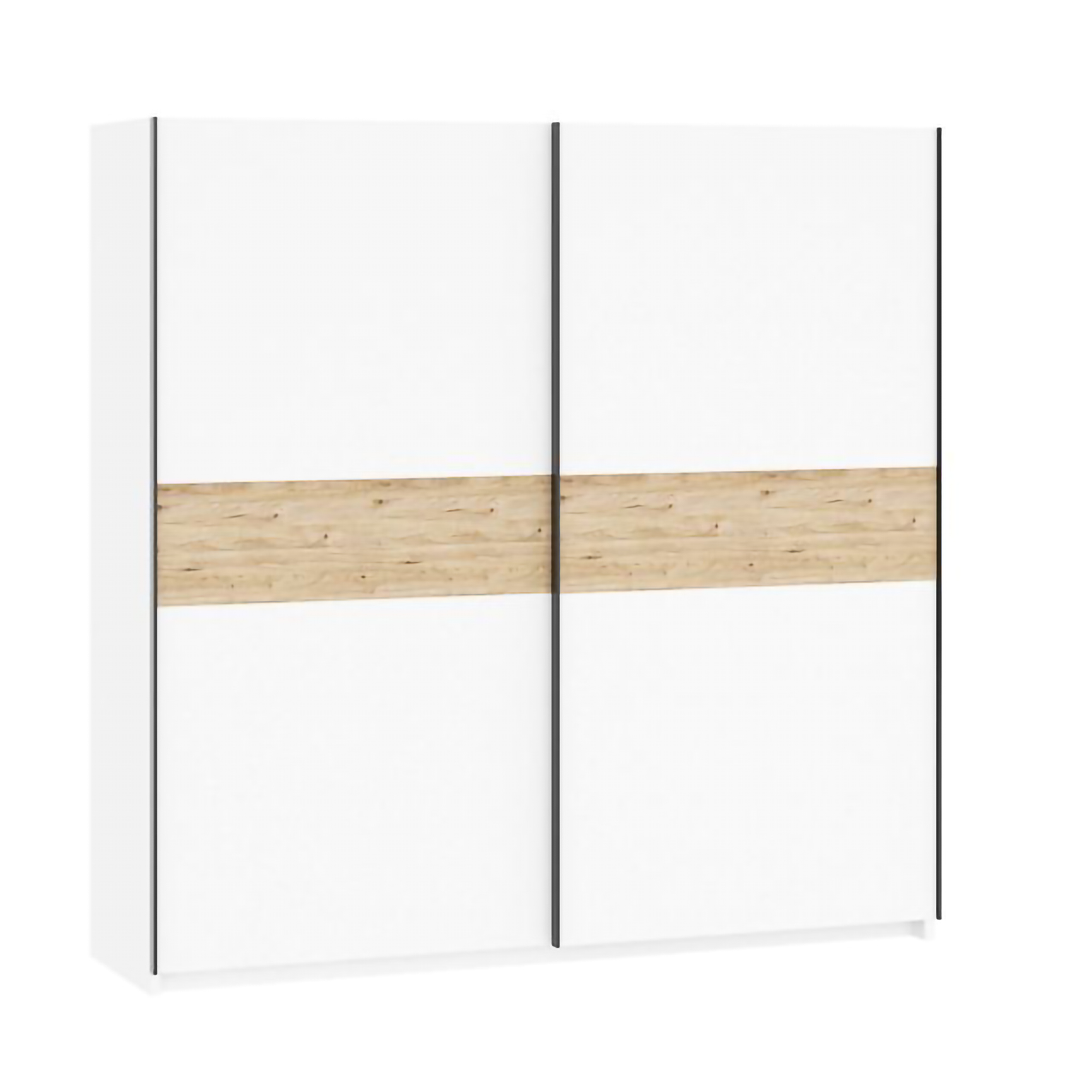 Guardaroba 2 Ante Bianco Marrone Rovere 2 Ripiani Appendiabiti 200x204h cm, 2 Ante - Nalika