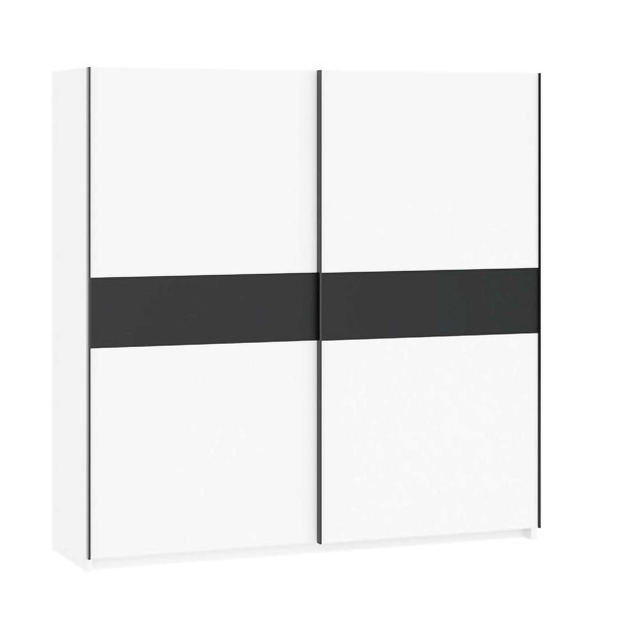 Guardaroba 2 Ante Bianco Nero Antracite 2 Ripiani Appendiabiti 200x204h cm, 2 Ante - Nalika