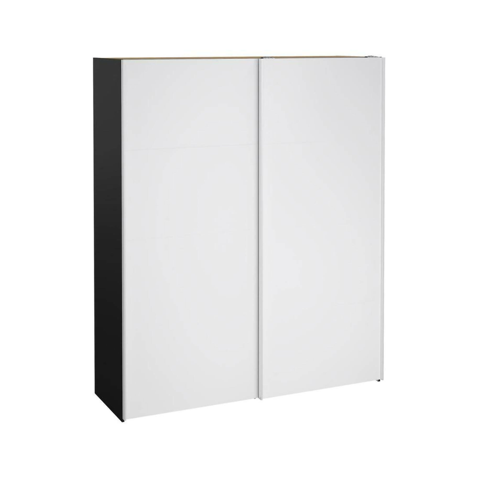 Guardaroba 2 ante Elina, Mobile camera da letto, Cabina armadio portabiti, Armadio appendiabiti, 61x182 h220 cm, Nero e Bianco