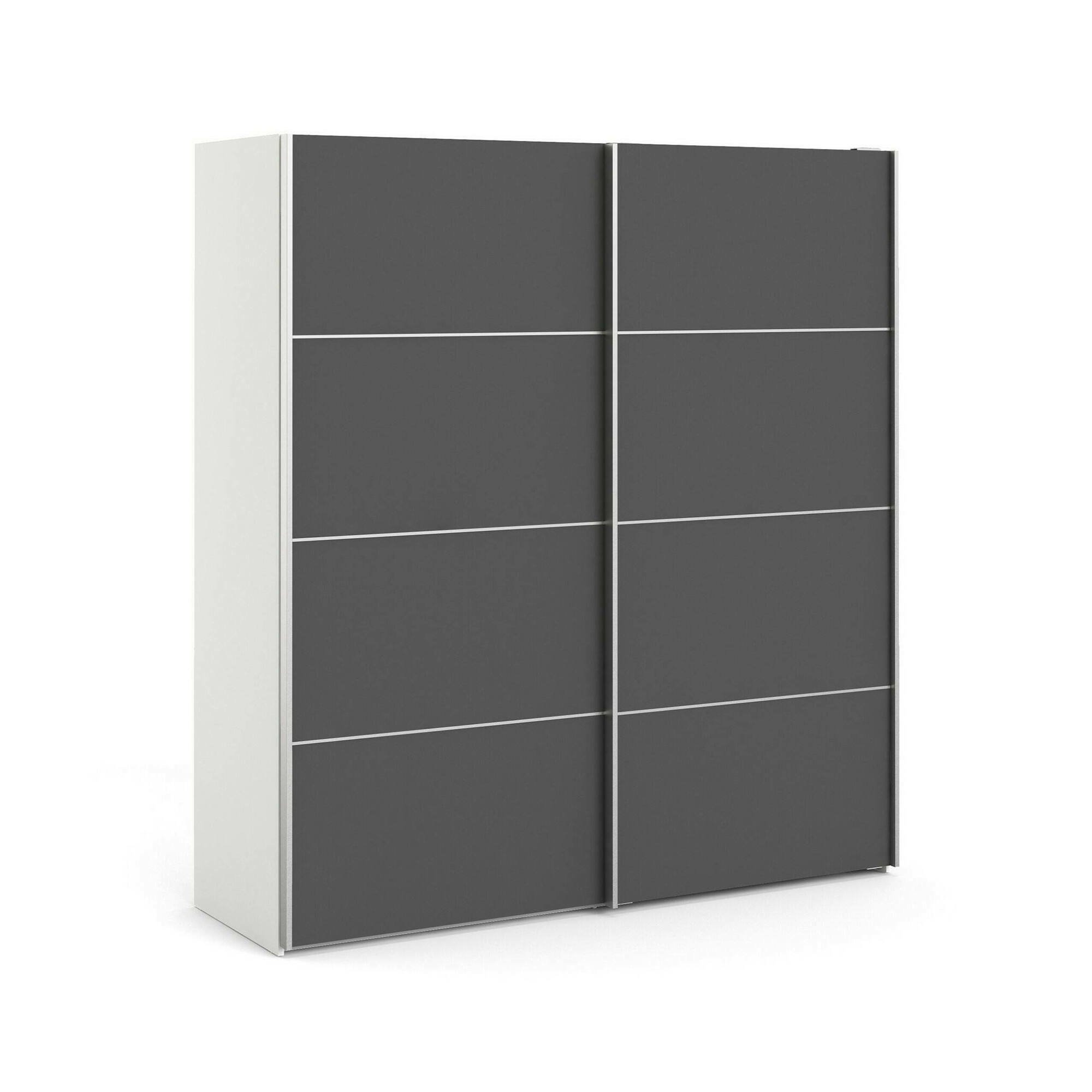 Guardaroba 2 Ante Grigio Scuro Bianco Appendiabiti 2 Ripiani 182x202h cm, 2 Ante - Accadia