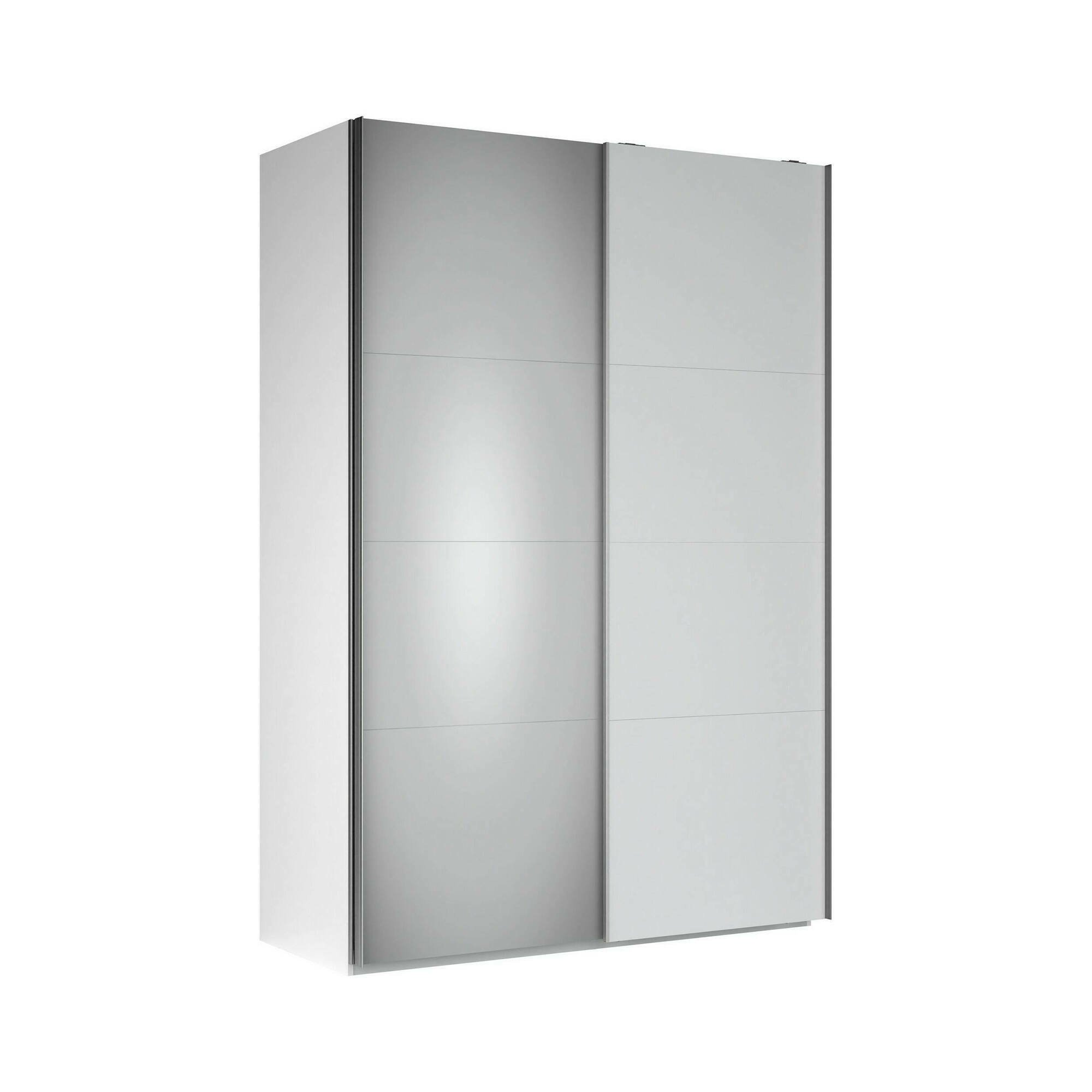 Guardaroba 2 ante Josephine, Mobile camera da letto, Cabina armadio portabiti, Armadio appendiabiti, 60x150 h219 cm, Bianco