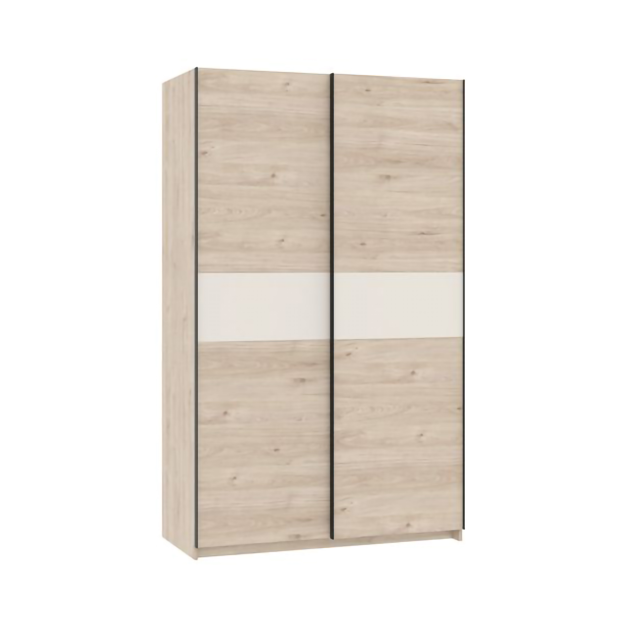 Guardaroba 2 Ante Marrone Rovere Beige Cashmere 2 Ripiani Appendiabiti 120x204h cm, 2 Ante - Maba
