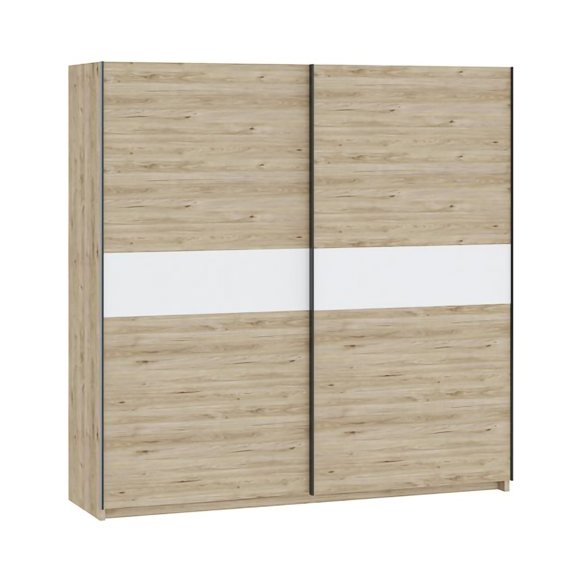 Guardaroba 2 Ante Marrone Rovere Bianco 2 Ripiani Appendiabiti 200x204h cm, 2 Ante - Nalika