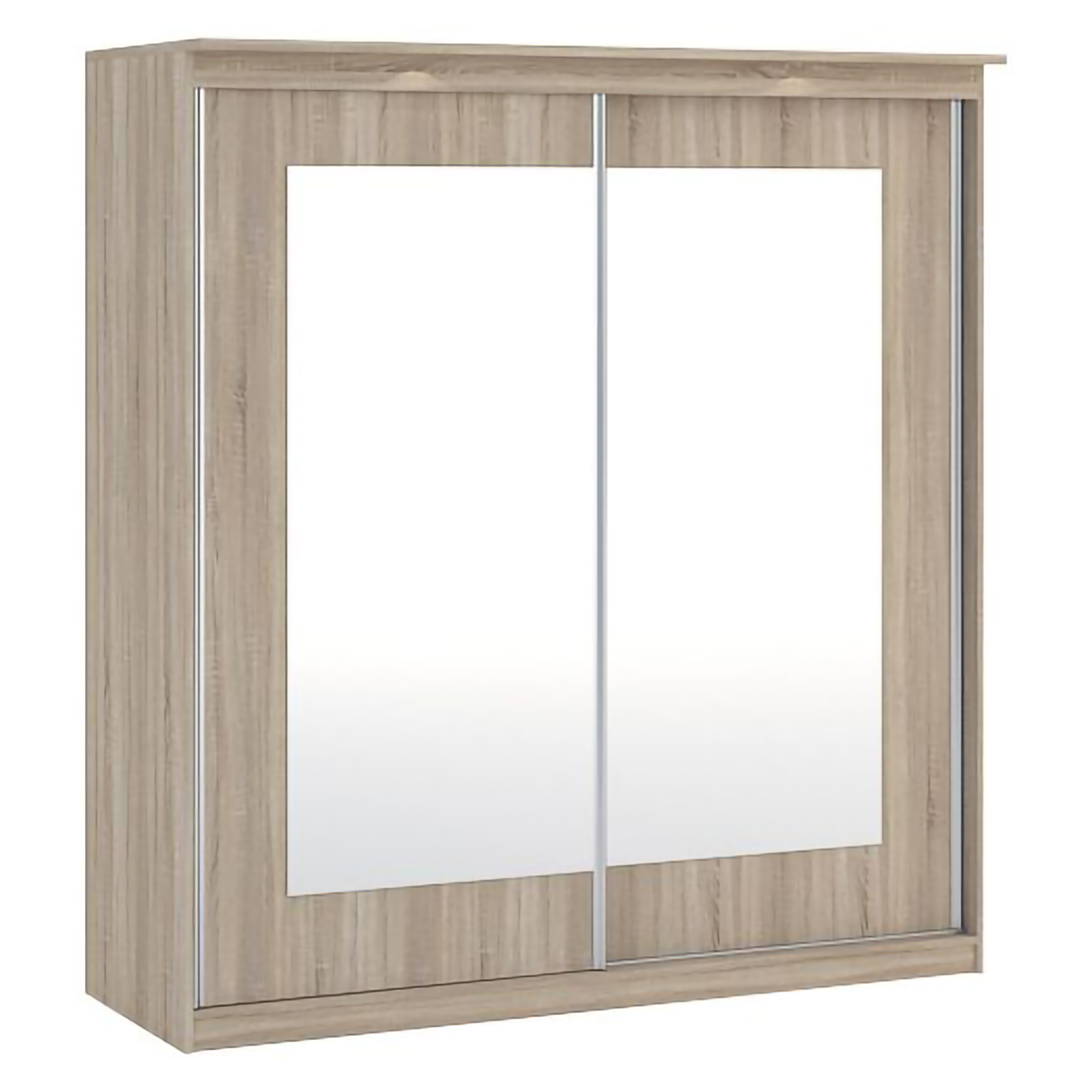 Guardaroba 2 Ante Marrone Rovere Traparente Appendiabiti 5 Ripiani 180x195h cm, 2 Ante - Lesale