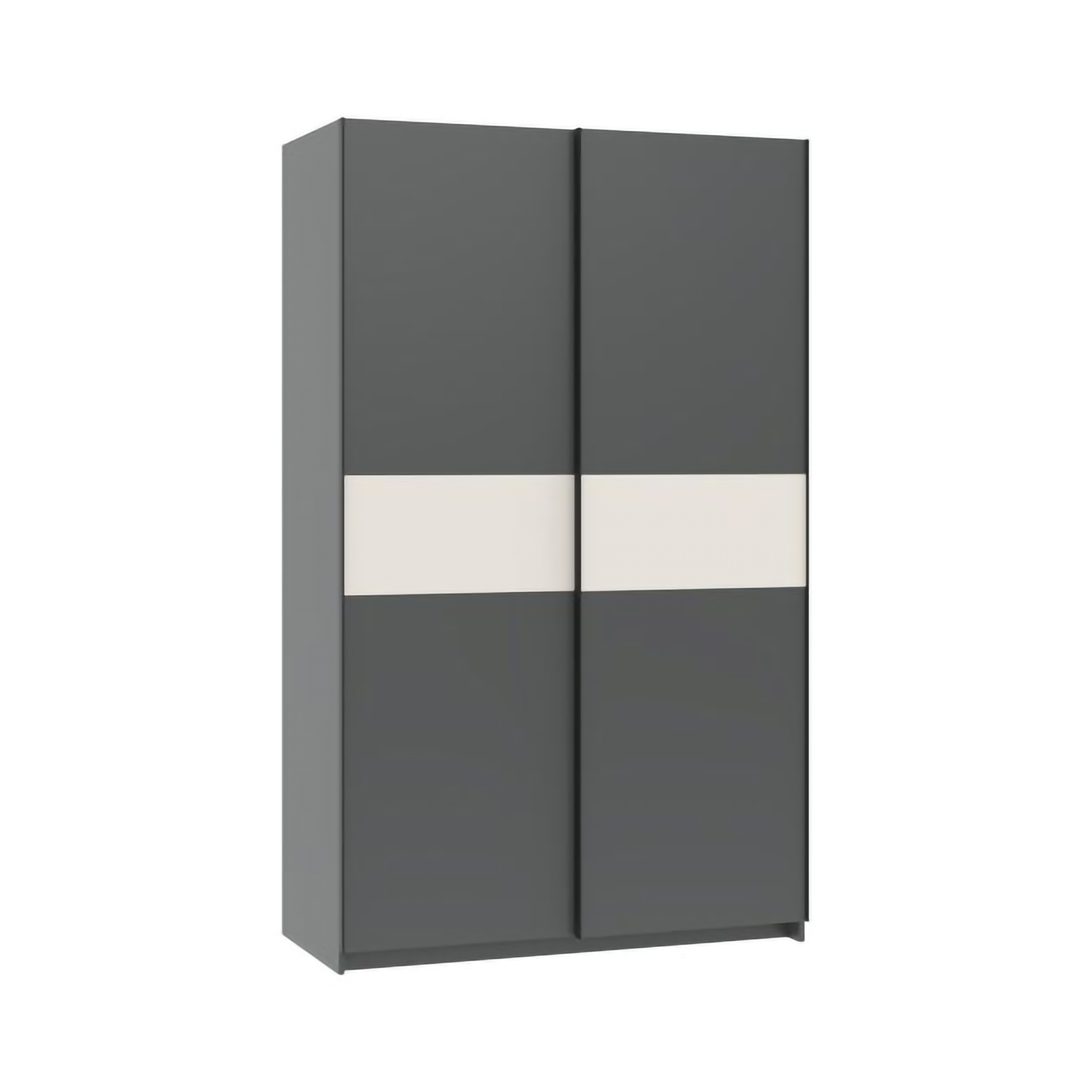 Guardaroba 2 Ante Nero Antracite Beige Cashmere 2 Ripiani Appendiabiti 120x204h cm, 2 Ante - Maba