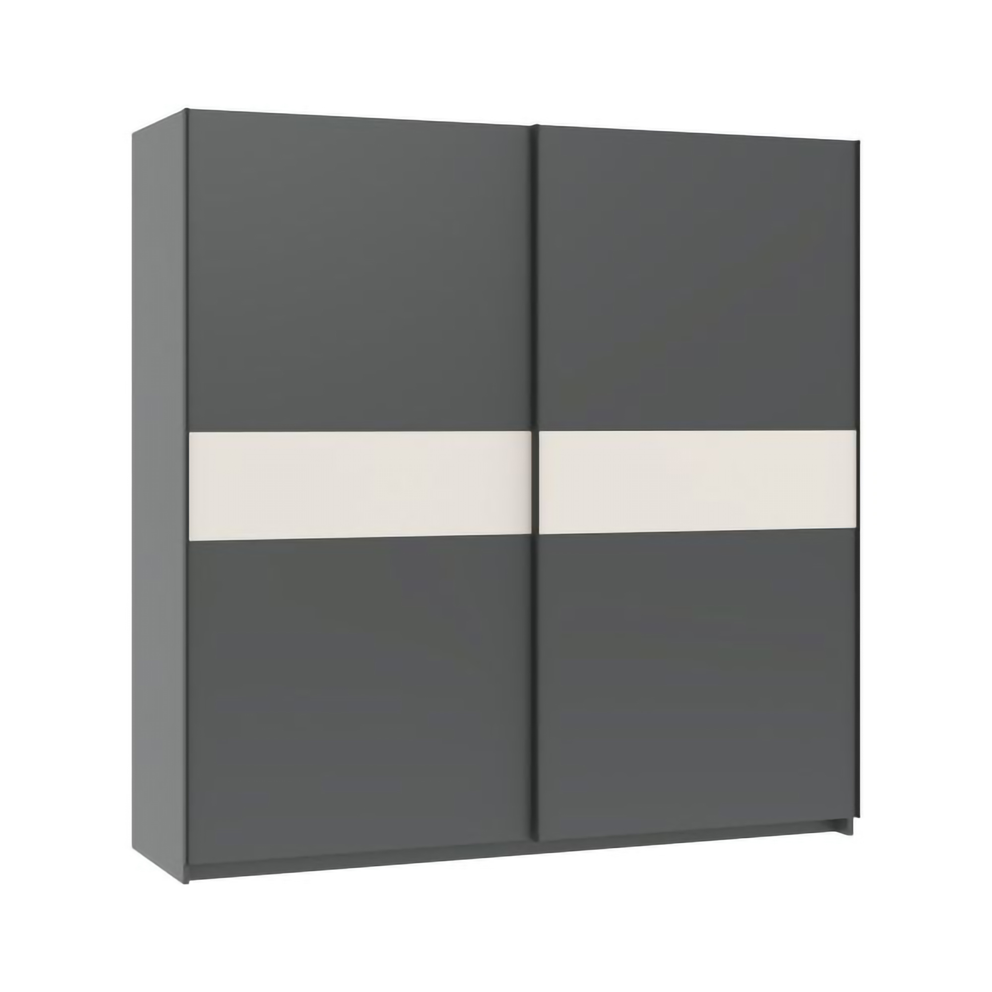 Guardaroba 2 Ante Nero Antracite Beige Cashmere 2 Ripiani Appendiabiti 200x204h cm, 2 Ante - Nalika
