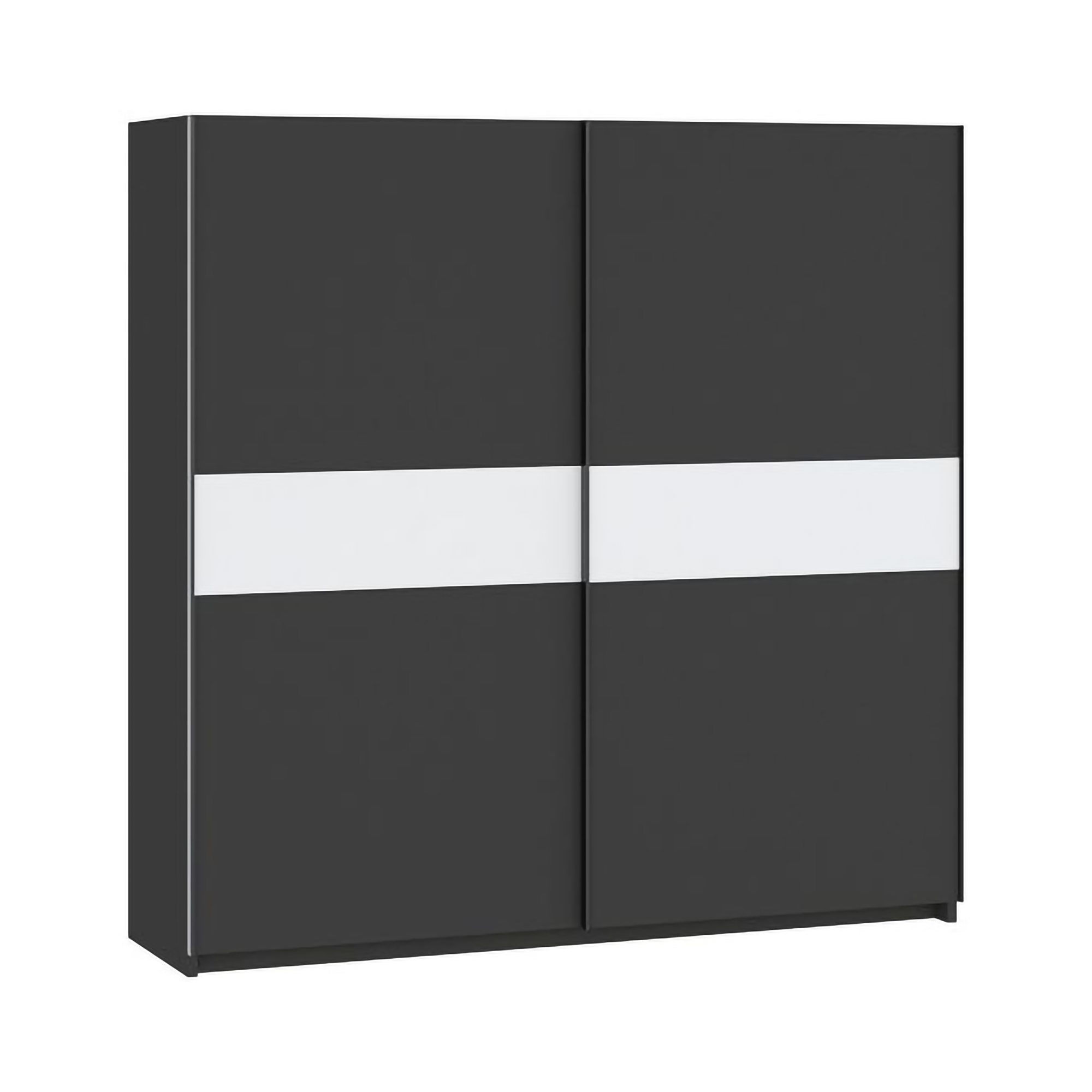 Guardaroba 2 Ante Nero Antracite Bianco 2 Ripiani Appendiabiti 200x204h cm, 2 Ante - Nalika