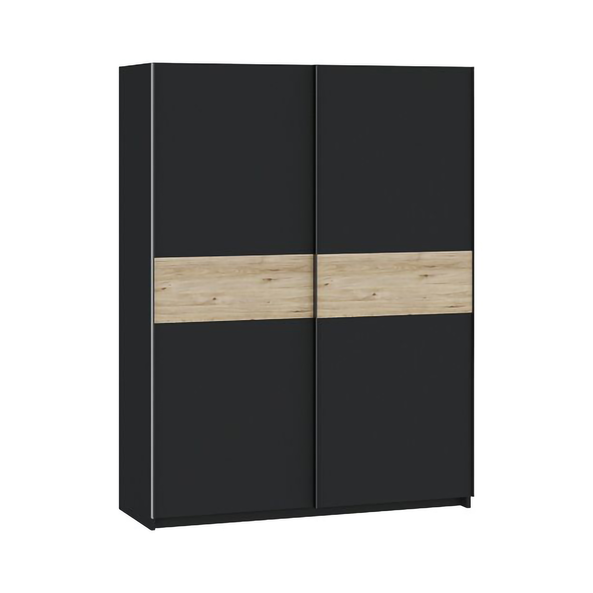 Guardaroba 2 Ante Nero Antracite Marrone Rovere 2 Ripiani Appendiabiti 150x204h cm, 2 Ante - Manita