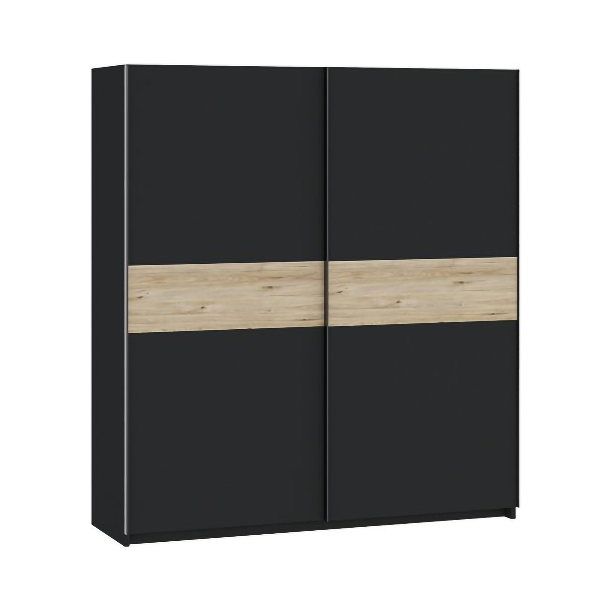 Guardaroba 2 Ante Nero Antracite Marrone Rovere 2 Ripiani Appendiabiti 200x204h cm, 2 Ante - Nalika
