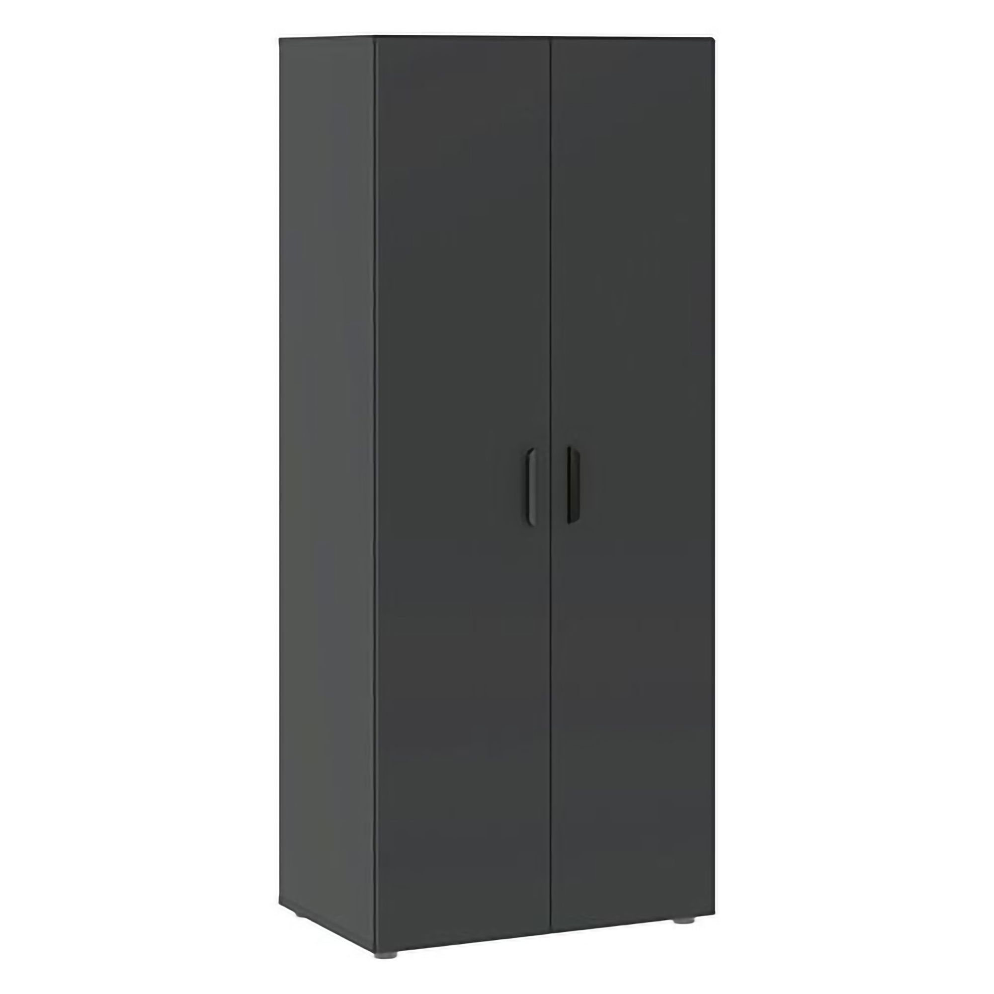Guardaroba 2 Ante Nero Antracite un Ripiano Appendiabiti 74x179h cm, 2 Ante - Malvito