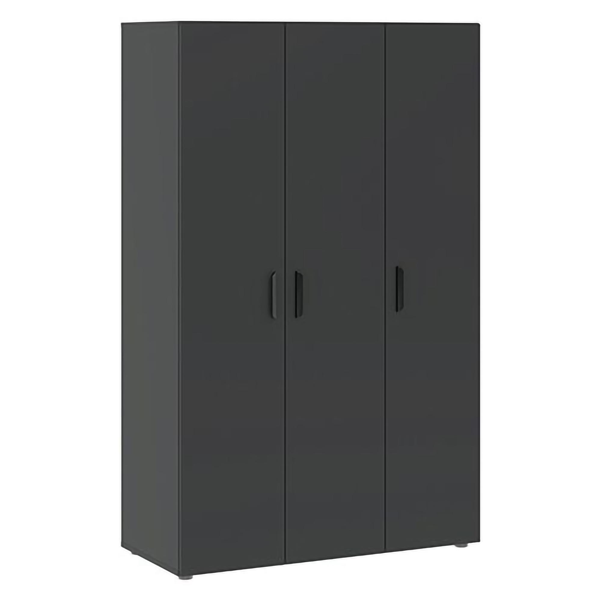 Guardaroba 3 Ante Nero Antracite Appendiabiti 4 Ripiani 111x52 cm, 3 Ante - Pettineo