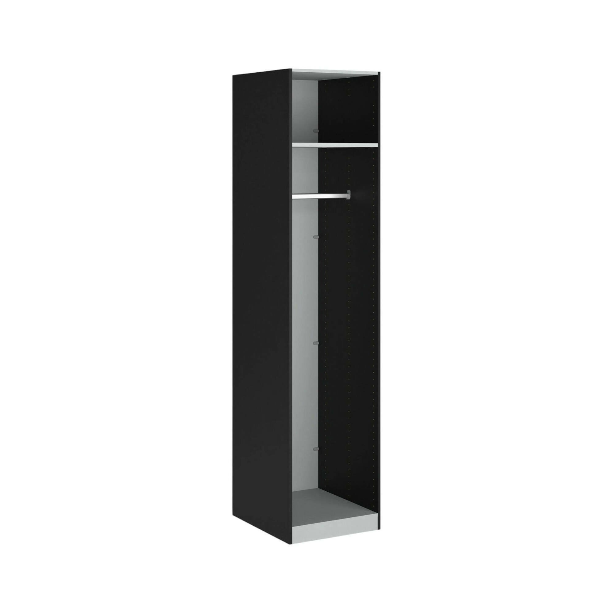 Guardaroba grande Anaelle, Mobile multifunzionale, Mobiletto scarpiera, Guardaroba porta scarpe, 58x50 h219 cm, Nero