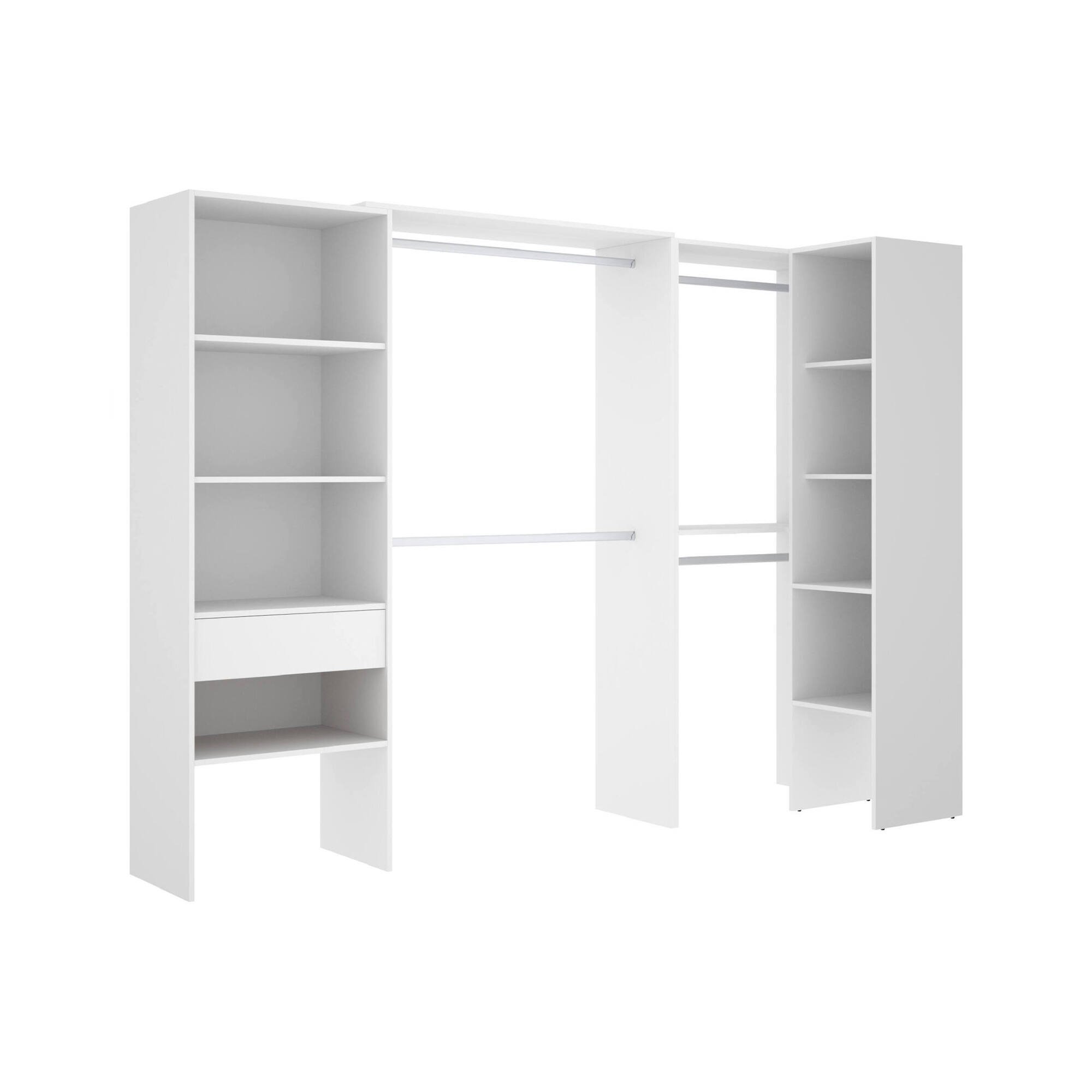 Guardaroba grande Arera, Mobile camera da letto, Cabina armadio portabiti, Armadio appendiabiti, 248x79 h187 cm, Bianco