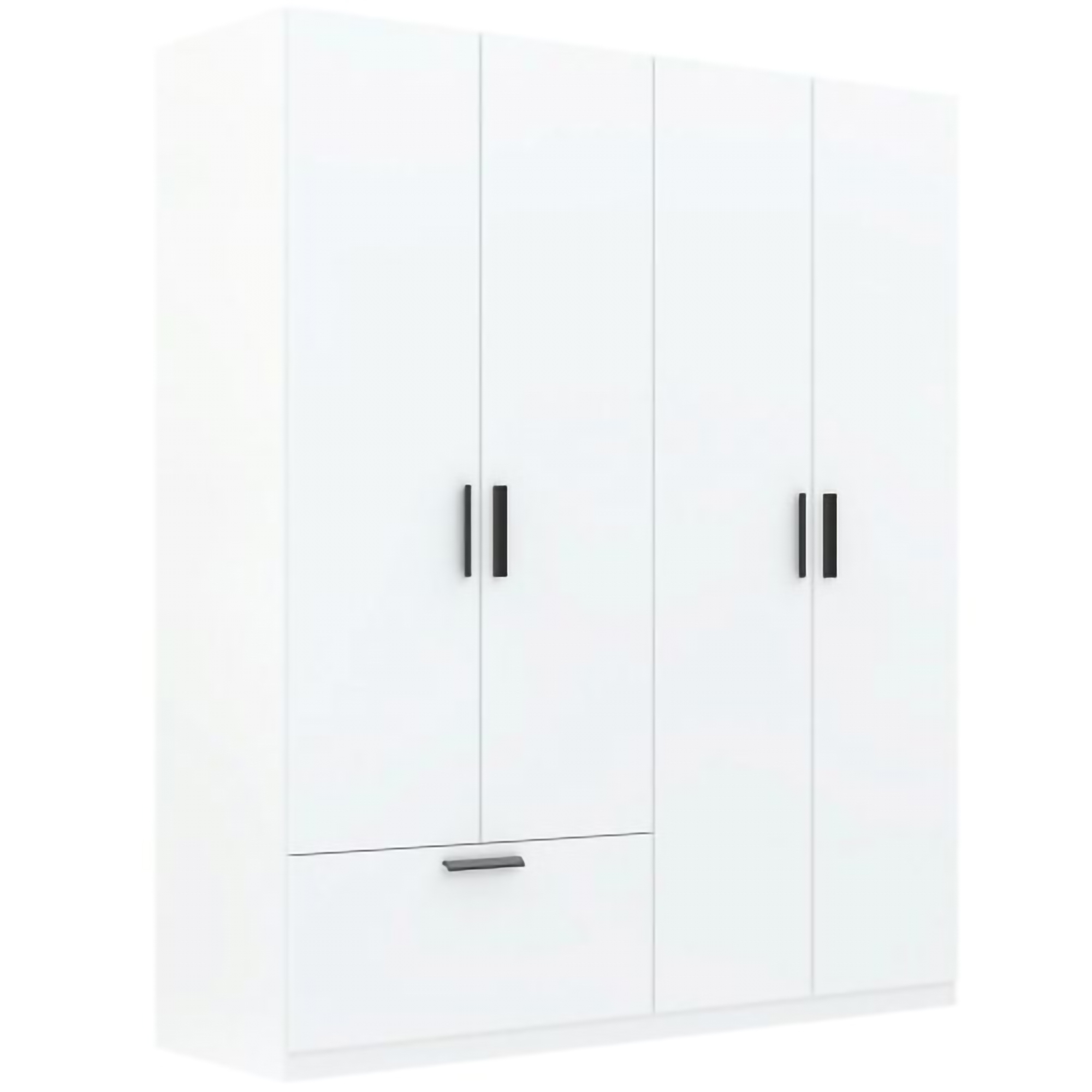 Guardaroba Grande Bianco Nero 2 Ripiani Appendiabiti 180x210h cm, un Cassetto - Lidase