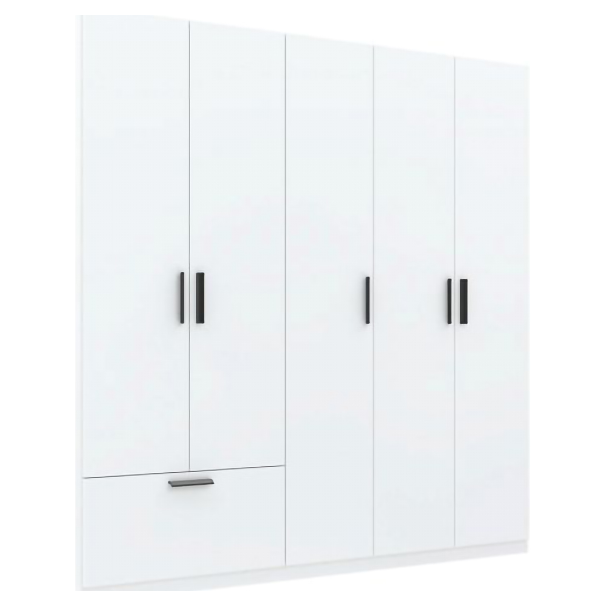 Guardaroba Grande Bianco Nero 3 Ripiani Appendiabiti 225x210h cm, un Cassetto - Liba