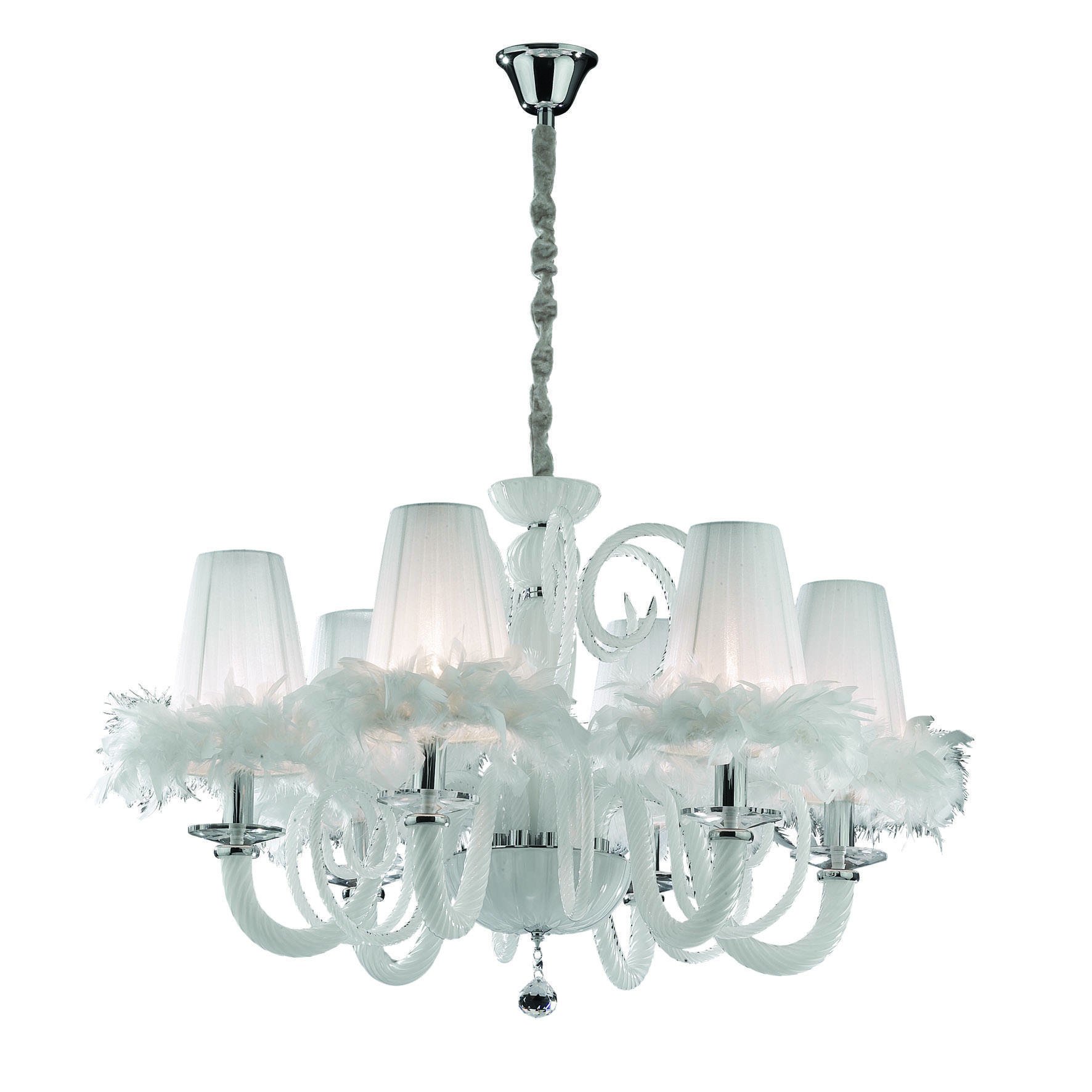 Lampada a Sospensione Bianco Materiale Struttura in Vetro, - Davagna