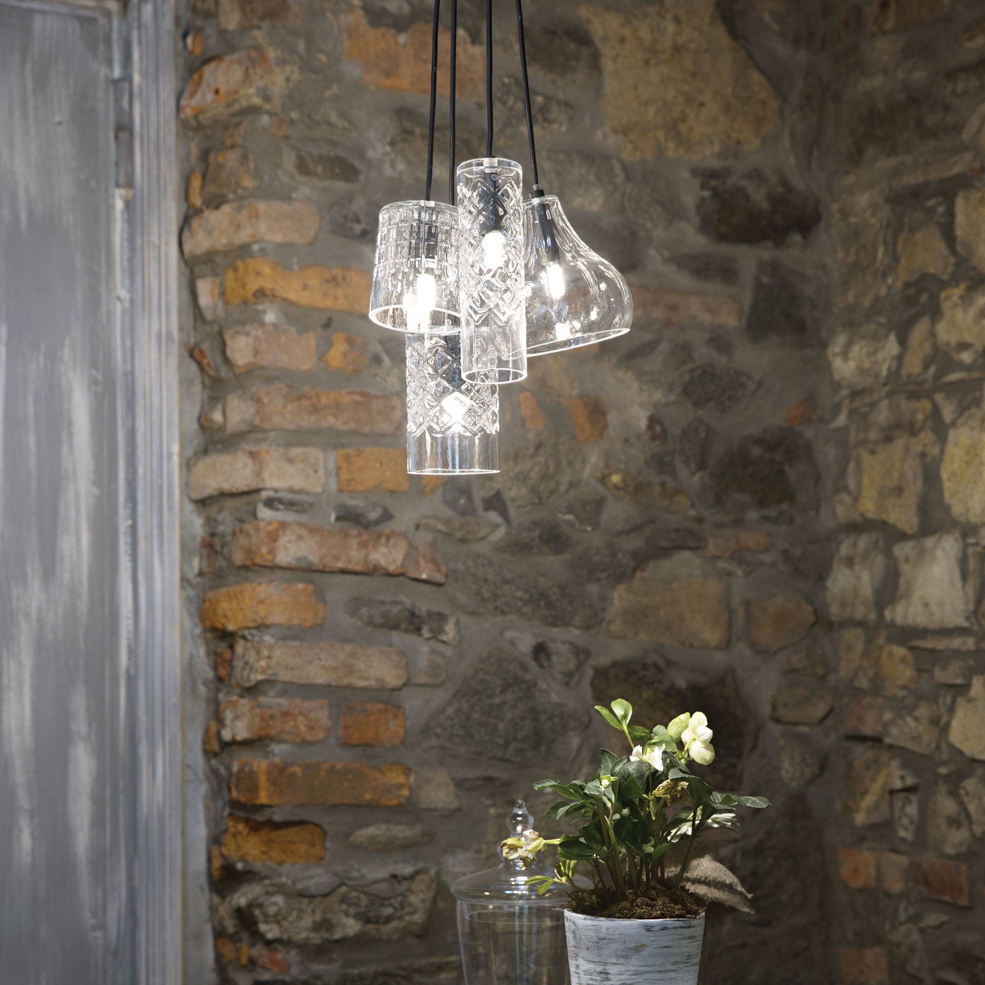 Lampada a Sospensione Trasparente Materiale Struttura in Vetro, - Prali