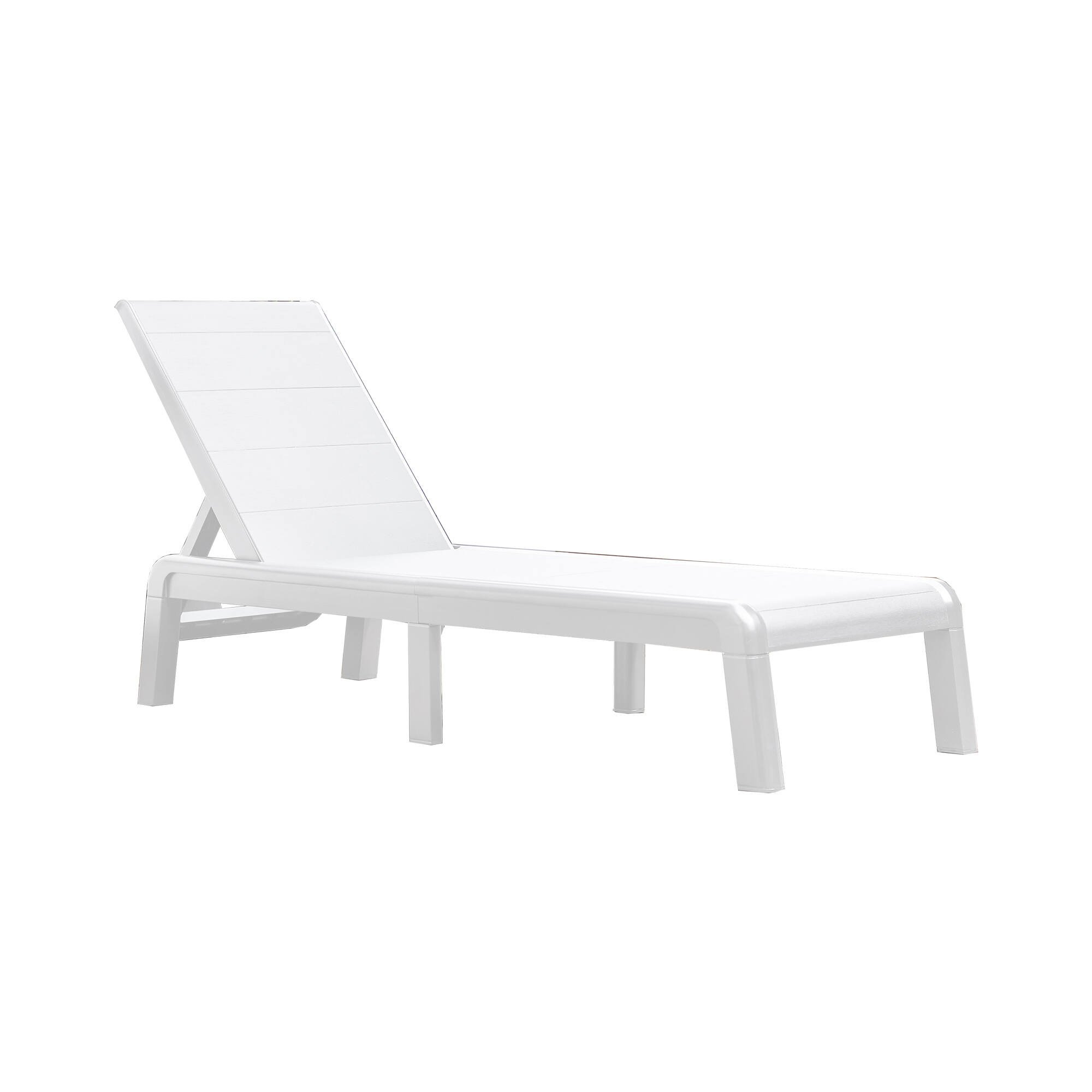 Lettino Prendisole Bianco Finitura a Doghe Peso Supportato 110 kg 58x188x29h cm, Schienale Regolabile - Shawinigan