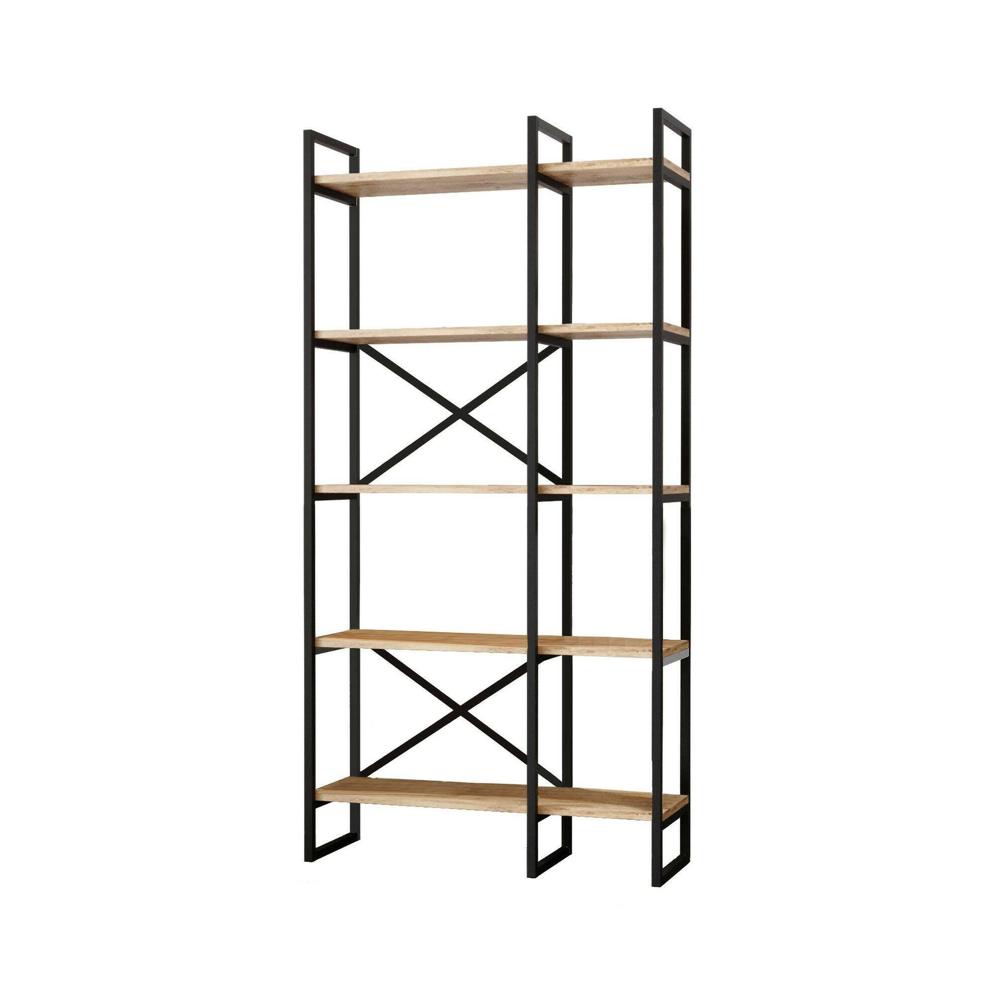 Libreria Aquarius, Scaffale da ufficio, Mobile portalibri, Biblioteca, 88x30h175 cm, Quercia