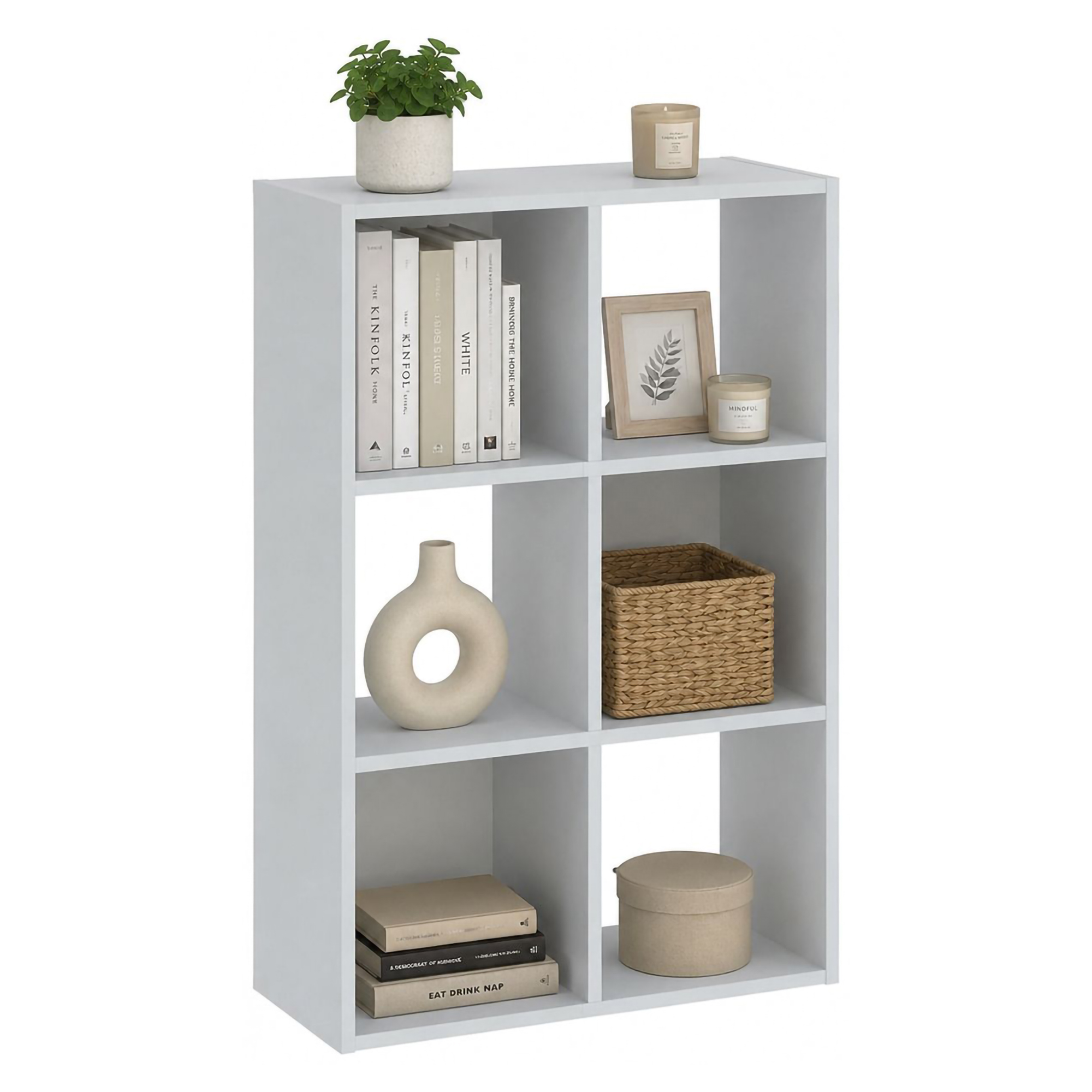 Libreria Bianco 4 Ripiani Installazione a Terra 61x30x91h cm, Struttura Verticale - Lifasa