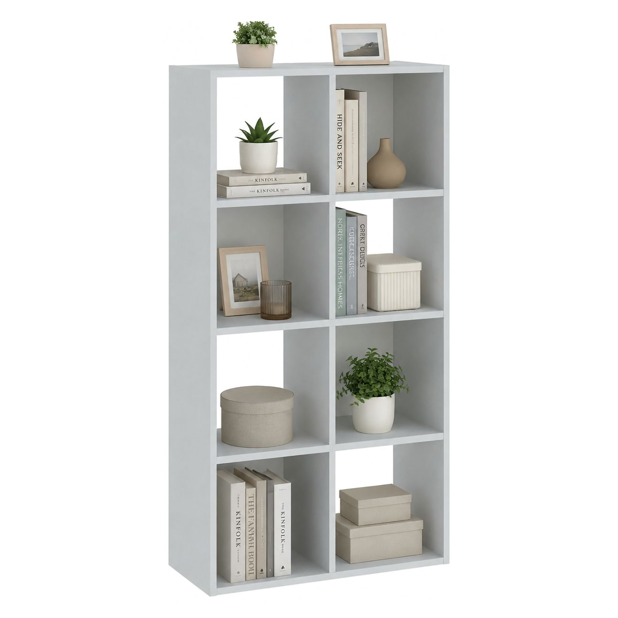 Libreria Bianco 6 Ripiani Installazione a Terra 61x30x121h cm, Struttura Verticale - Lifatila
