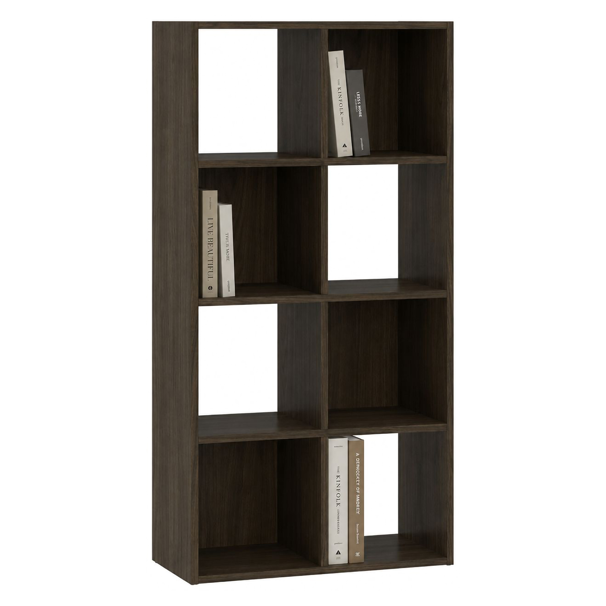 Libreria Marrone Noce 6 Ripiani Installazione a Terra 61x30x121h cm, Struttura Verticale - Lifatila