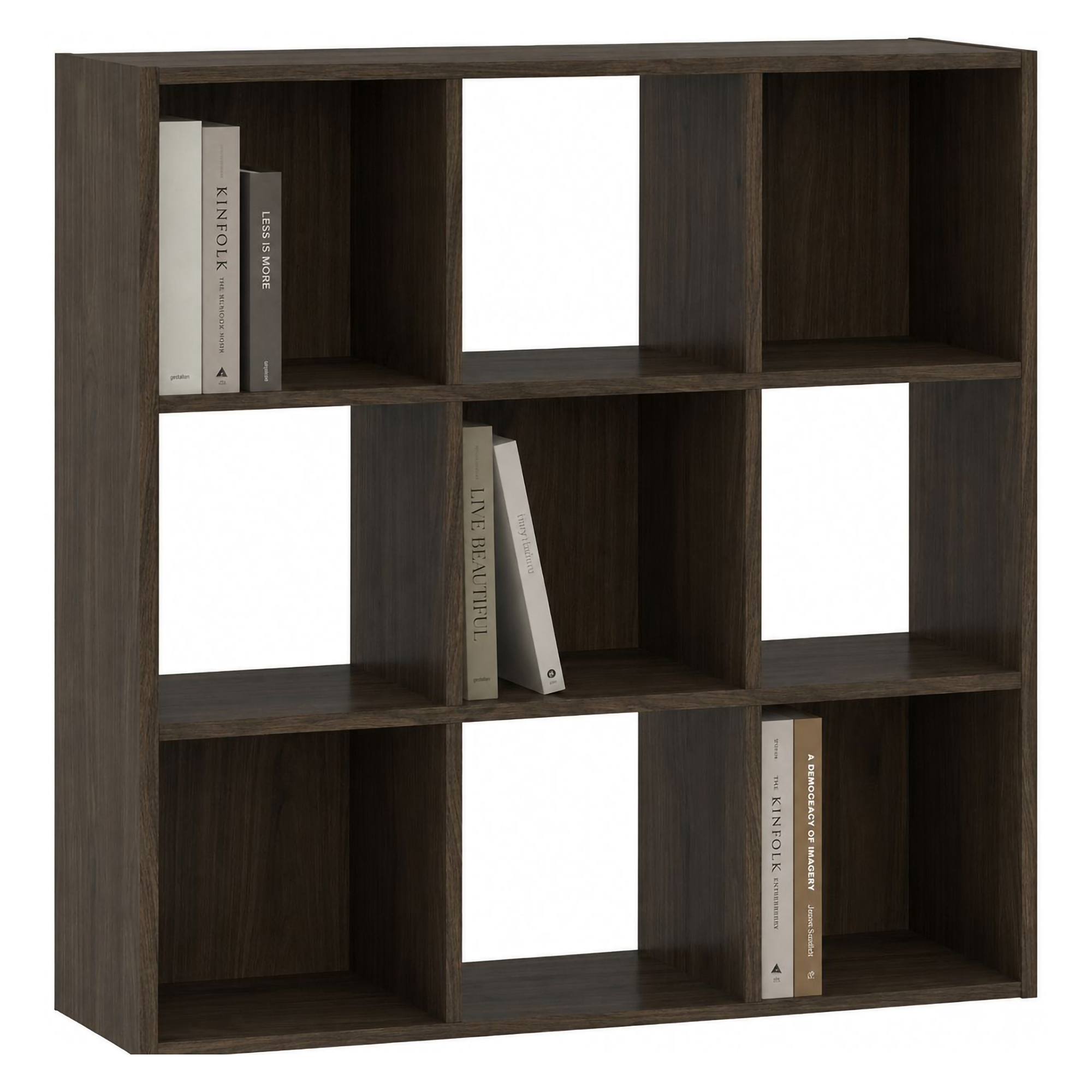 Libreria Marrone Noce 6 Ripiani Installazione a Terra 91x30x91h cm, Struttura Verticale - Liga