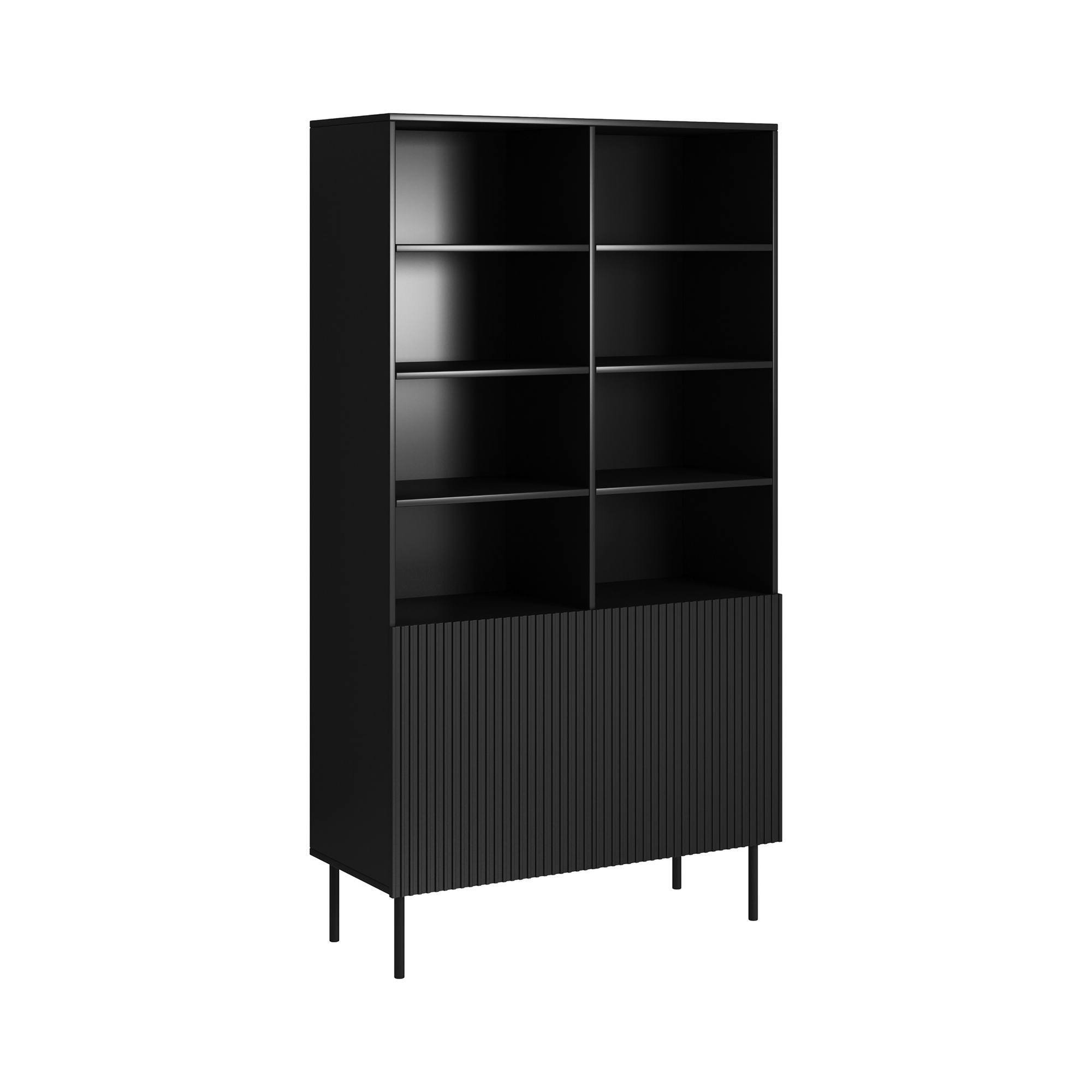 Libreria Nero Nero un Ripiano Piedini Neri 100x42x177h cm, 2 Ante - Ghilarza