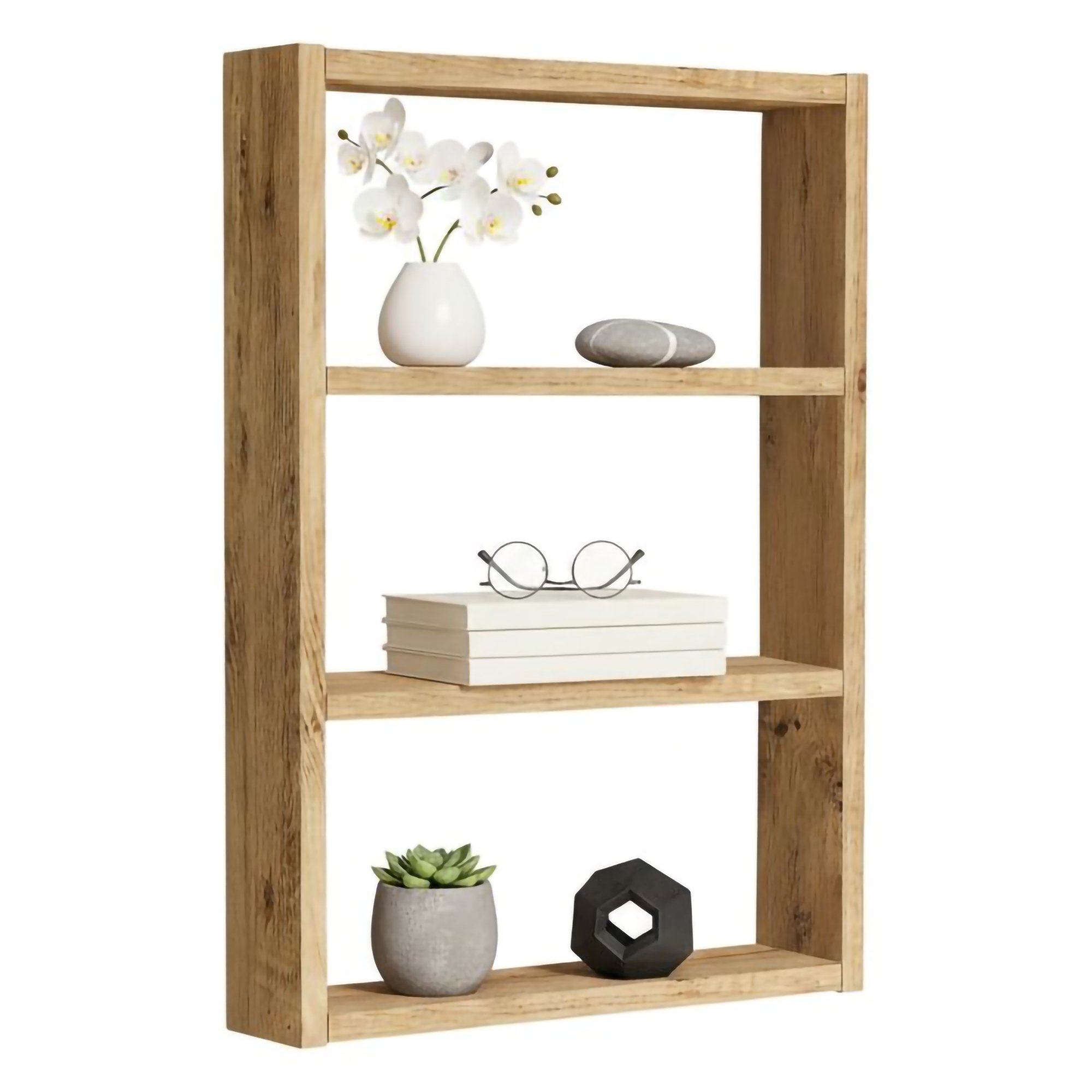 Mensola Marrone Rovere Nodi 3 Ripiani Sfumatura Colore Struttura Rovere Nodi 43x9x60h cm, - Krosa