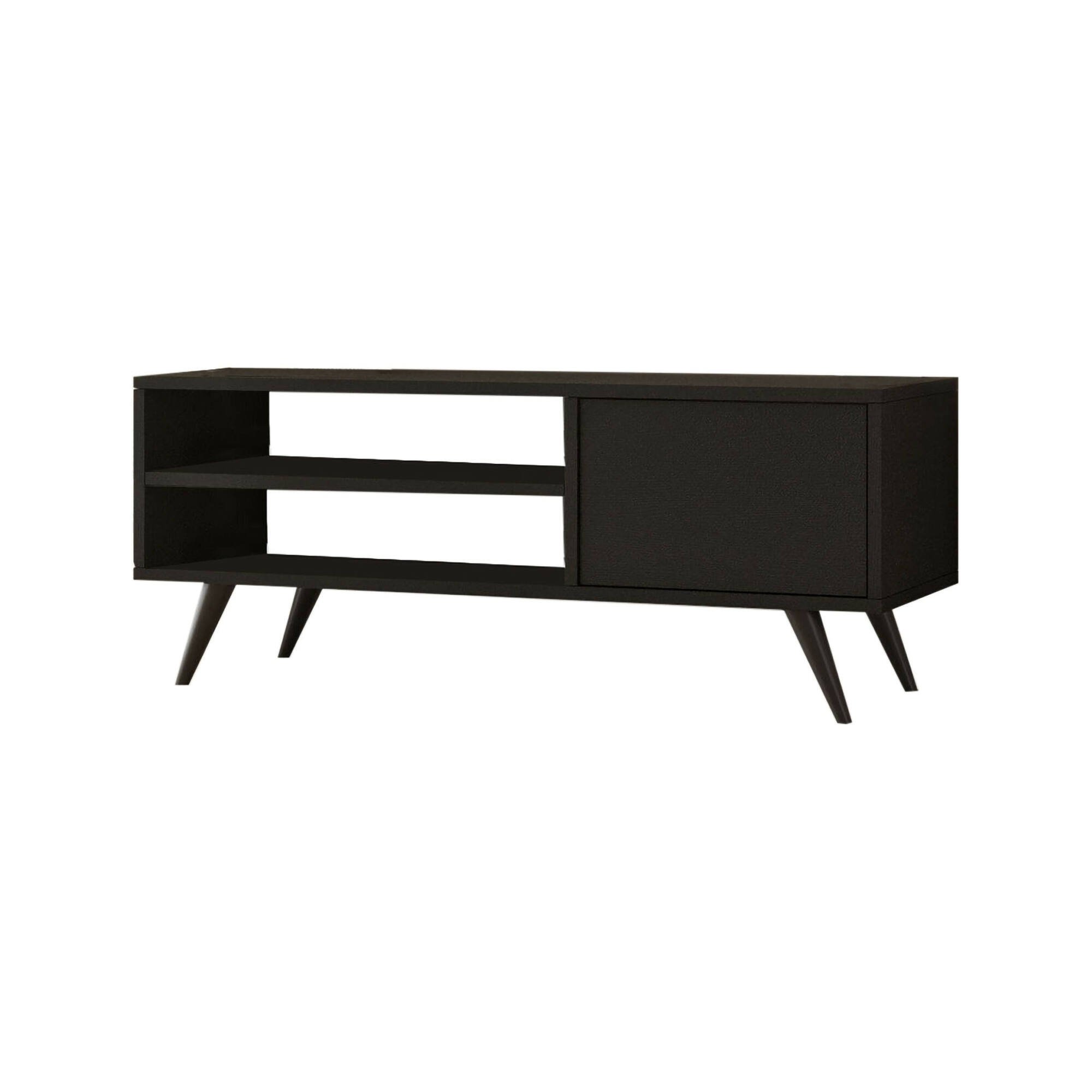 Mobile porta TV Amara, Credenza da soggiorno, Armadio basso per TV, Base parete attrezzata, 110x40 h44 cm, Nero