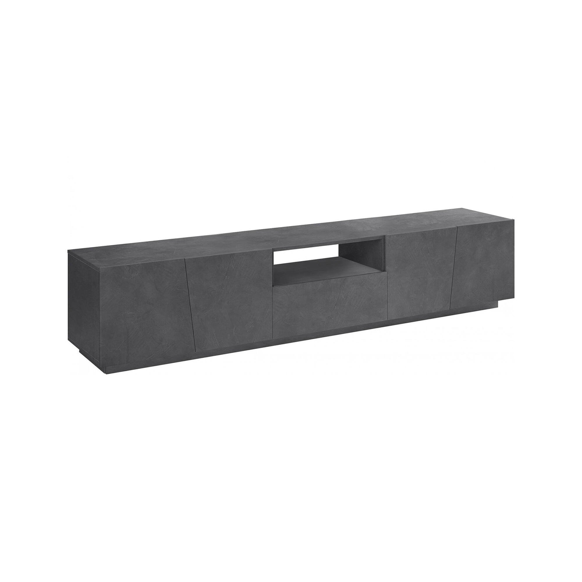 Mobile Porta tv Grigio Ardesia un Cassetto un Ripiano 220x43x46h cm, 4 Ante Made in Italy - Azzurras