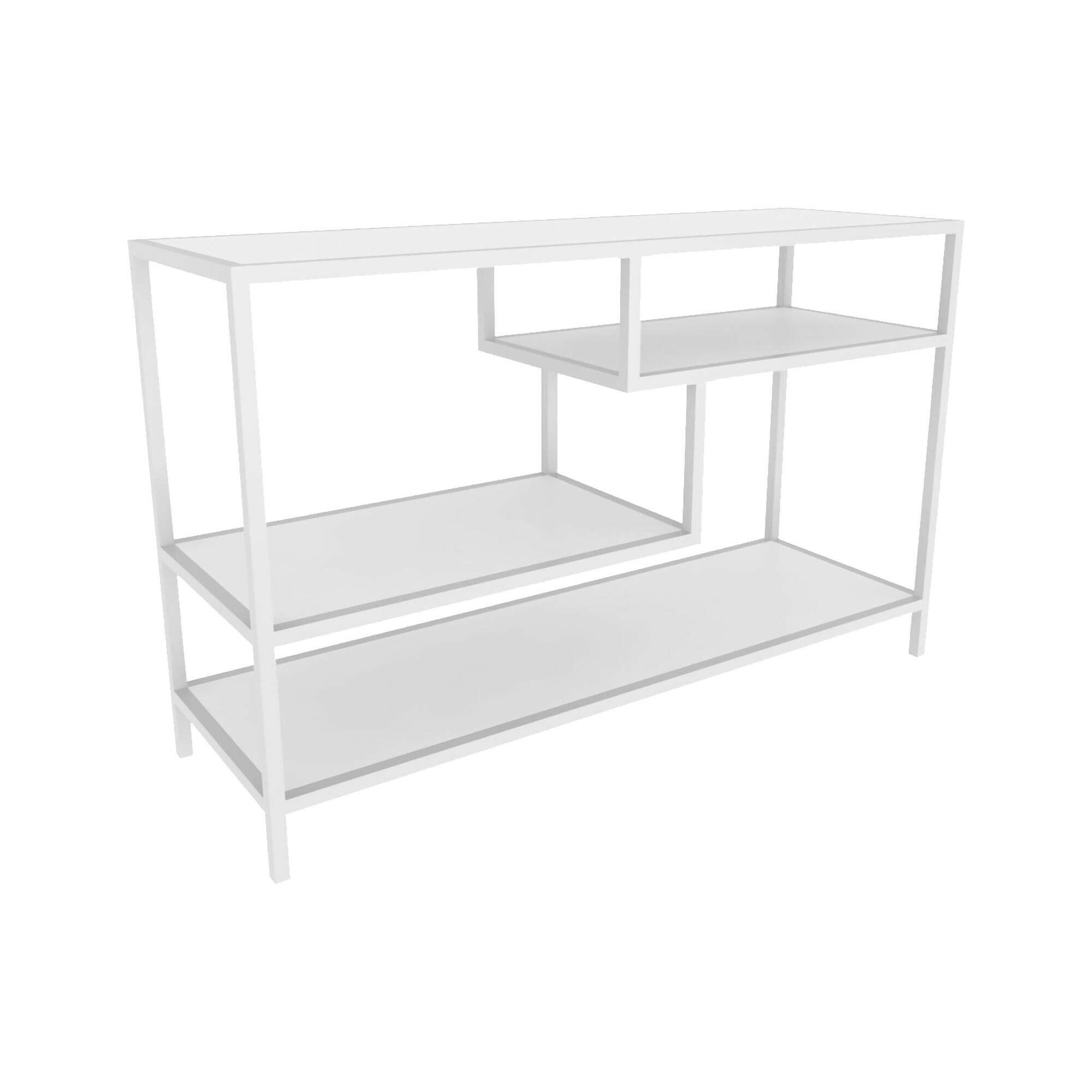 Mobile porta TV Vega, Supporto per televisione da salotto, Credenza bassa da soggiorno, Base porta TV, 120x39h75 cm, Bianco