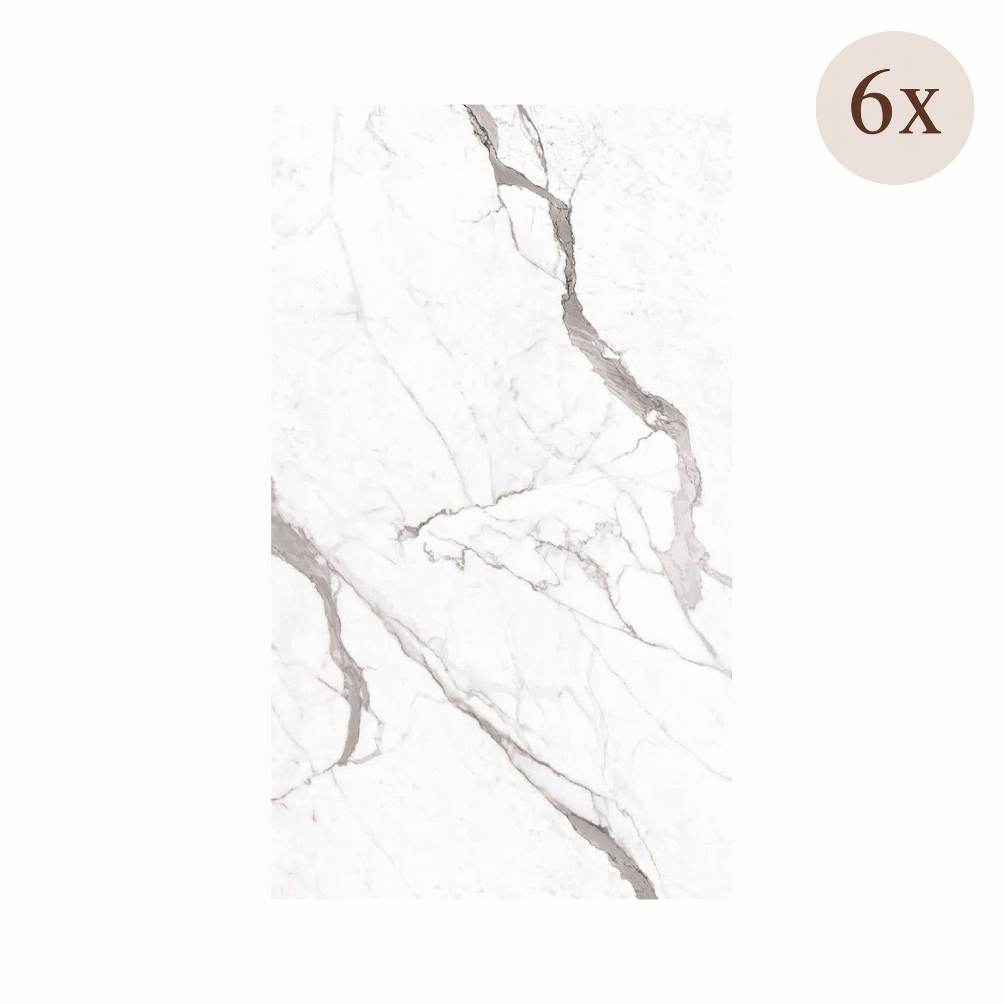 Pannello Decorativo Bianco Marmo set da 6, Facile da Tagliare, Facile da Installare Texture Realistica 60x0.3 cm, Isolante Acustico Scarsa Isolazione