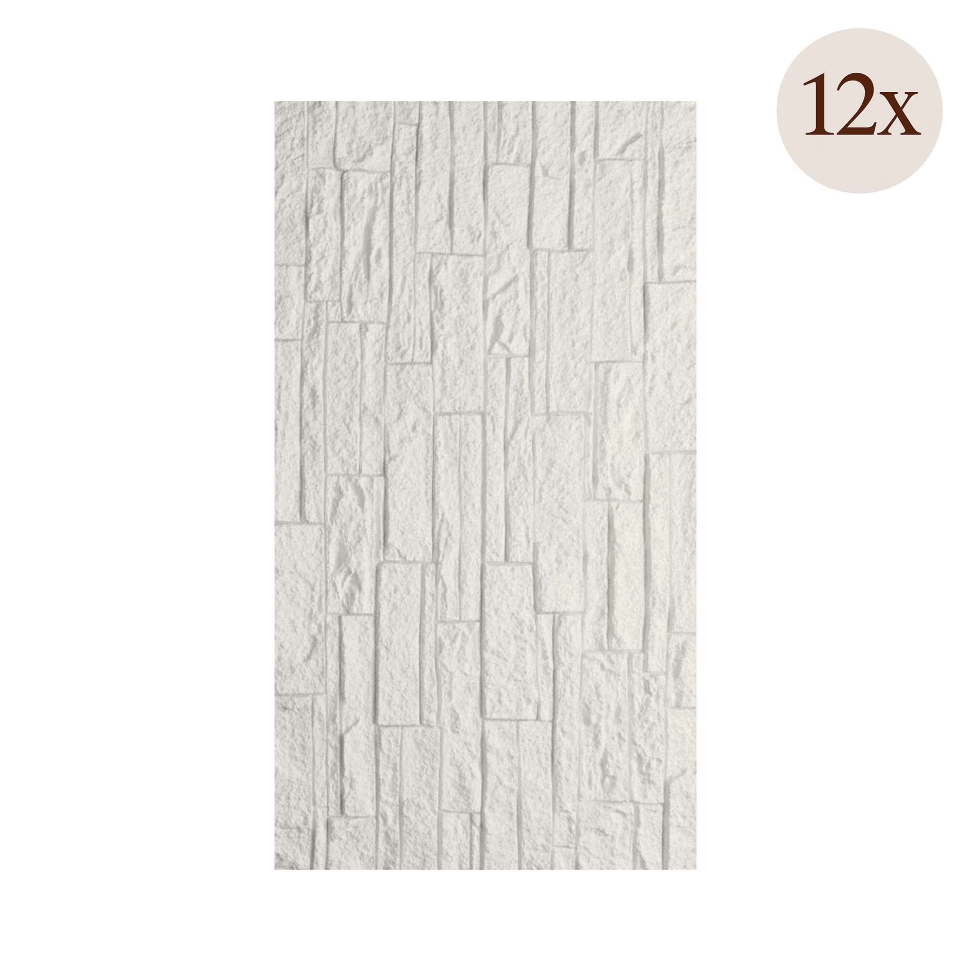Pannello Decorativo Bianco Quarzite set da 12, Facile da Tagliare, Facile da Installare Texture Realistica 60x2.5 cm, - Torriana