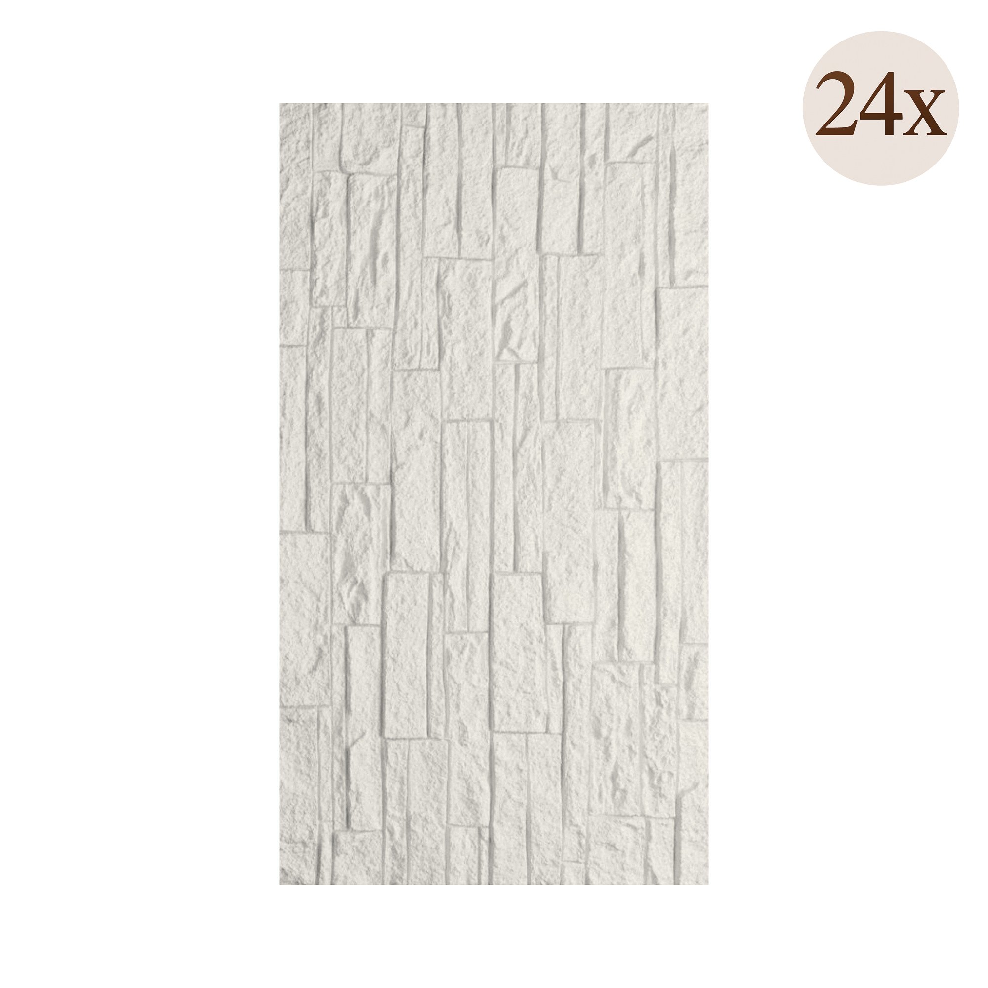 Pannello Decorativo Bianco Quarzite set da 24, Facile da Tagliare, Facile da Installare Texture Realistica 60x2.5 cm, - Nulvi