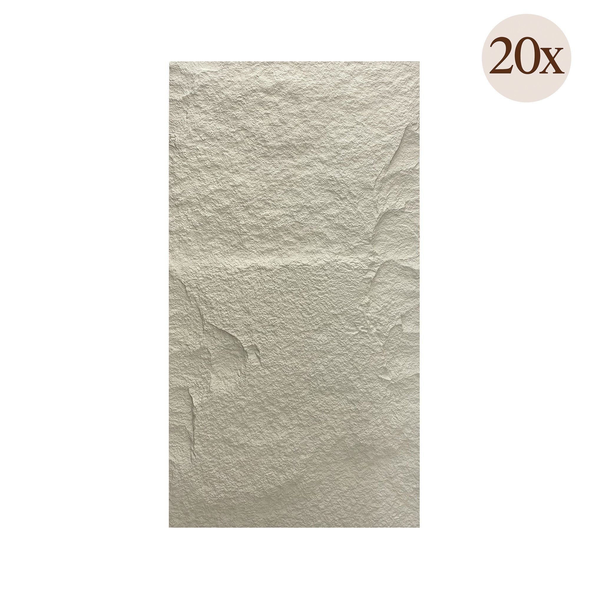 Pannello Decorativo Bianco Roccia set da 20, Facile da Tagliare, Facile da Installare Texture Realistica 60x3 cm, Isolante Acustico Buona Isolazione