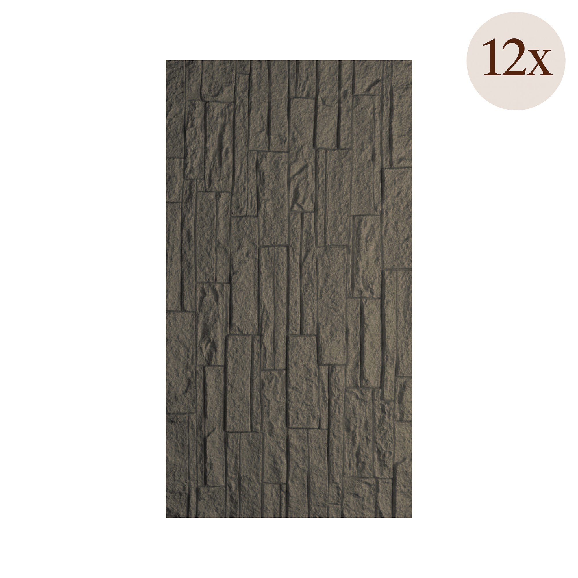 Pannello Decorativo Grigio Ardesia set da 12, Facile da Tagliare, Facile da Installare Texture Realistica 60x2.5 cm, - Torriana