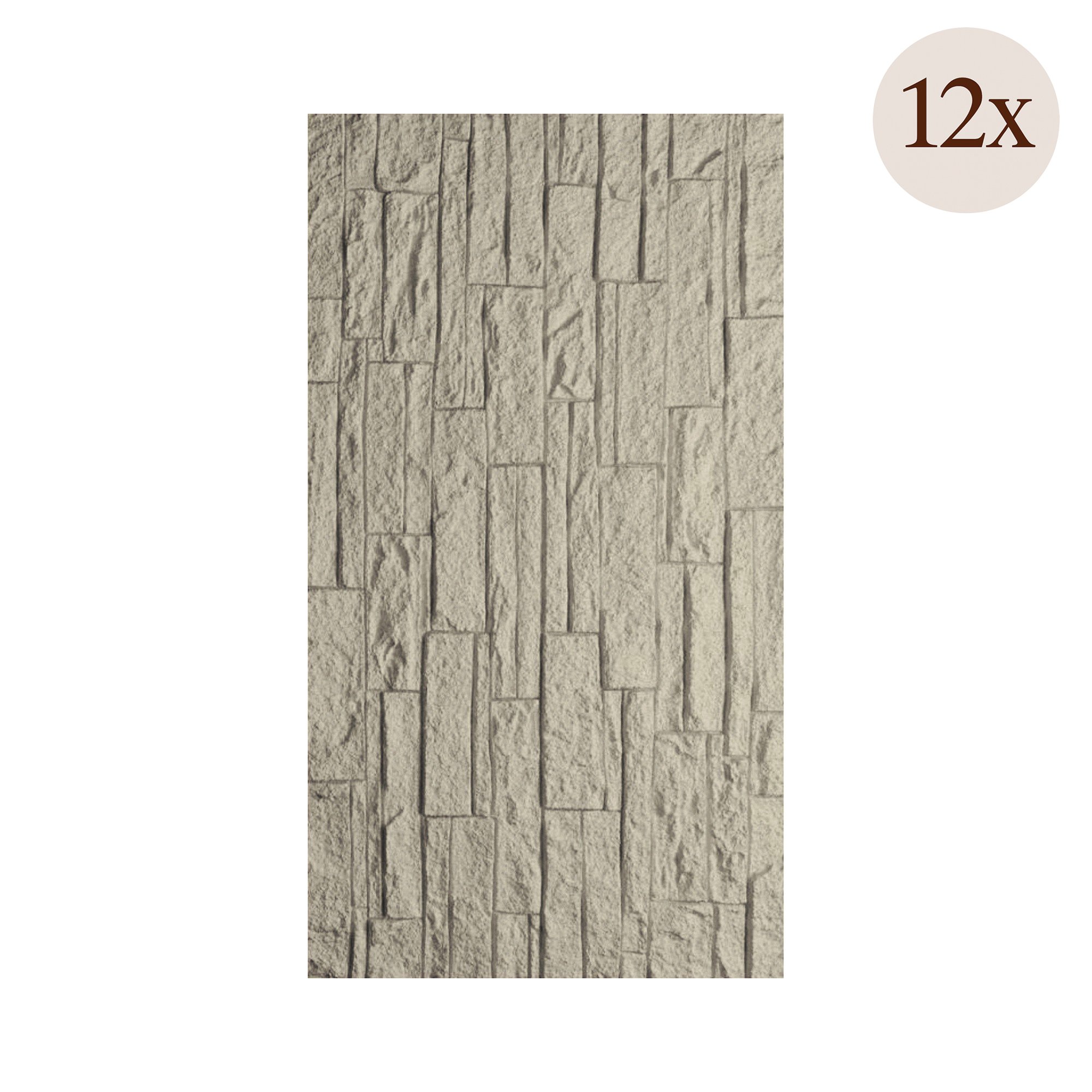 Pannello Decorativo Grigio set da 12, Facile da Tagliare, Facile da Installare Texture Realistica 60x2.5 cm, Autoestinguente - Torriana