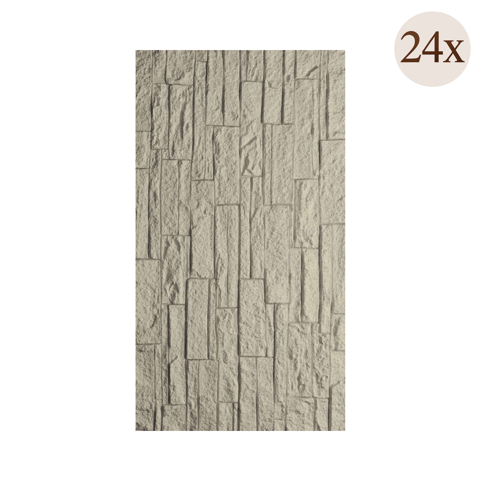 Pannello Decorativo Grigio set da 24, Facile da Tagliare, Facile da Installare Texture Realistica 60x2.5 cm, Autoestinguente - Nulvi