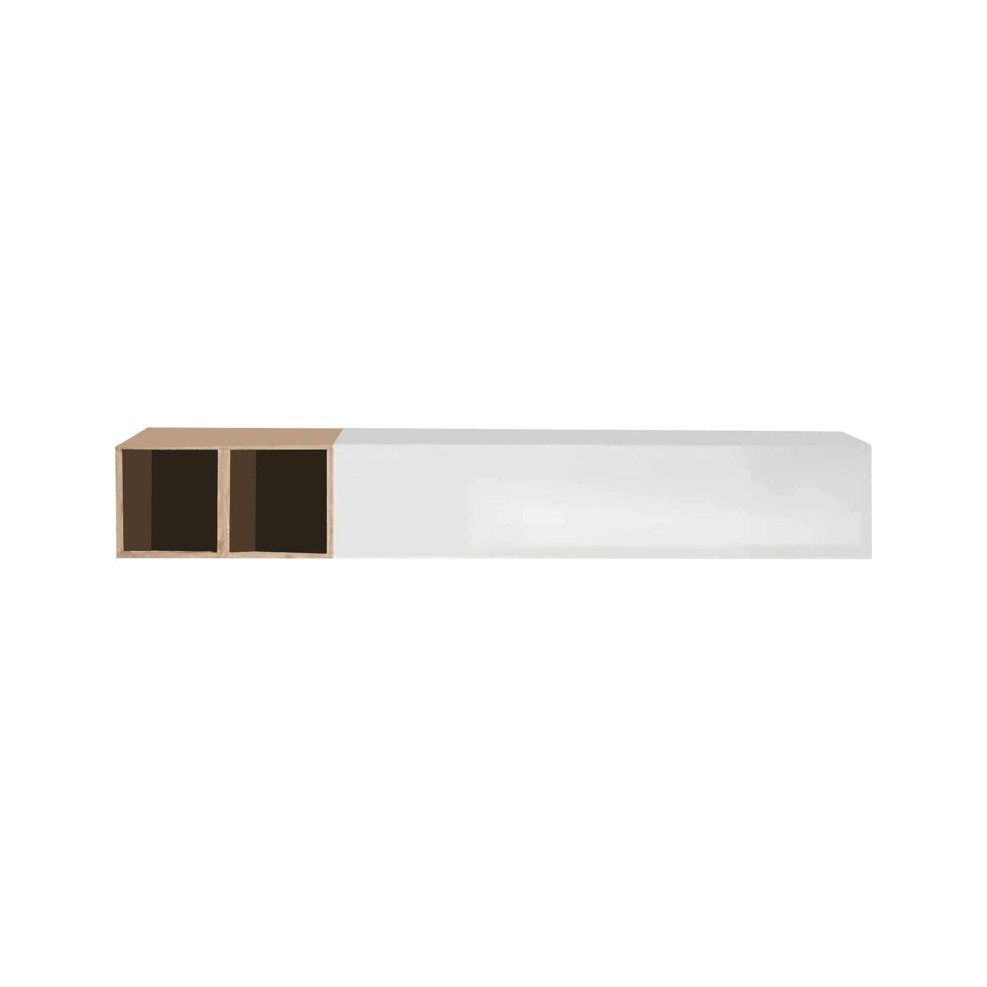 Parete attrezzata Miseno, Composizione soggiorno, Mobile salotto multiuso, Armadio porta TV, Made in Italy, 194x30 h29 cm, Bianco lucido e Rovere