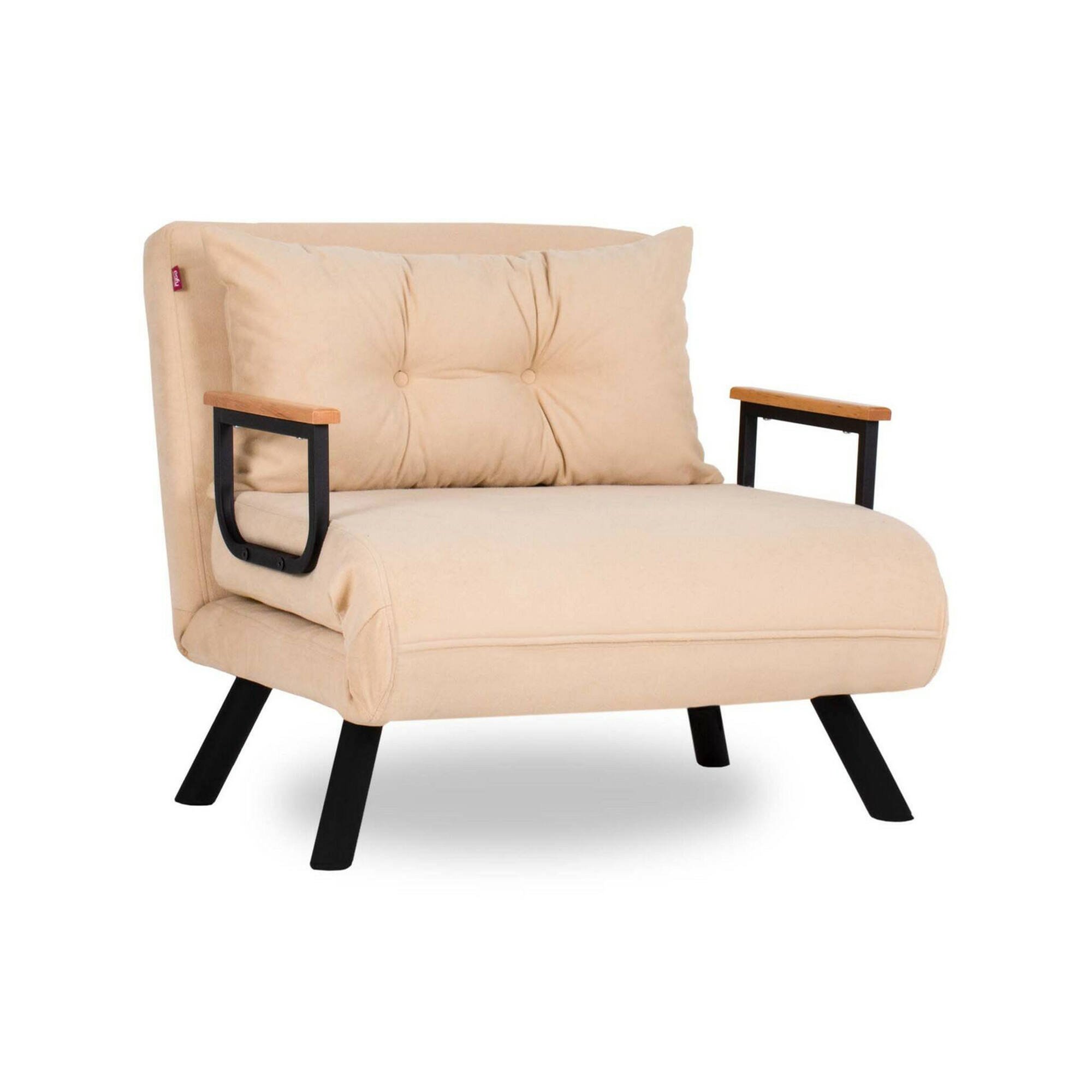 Poltrona Bianco Crema Reclinabile Braccioli 60x78x78h cm, Peso Supportato 100 kg - Keoni
