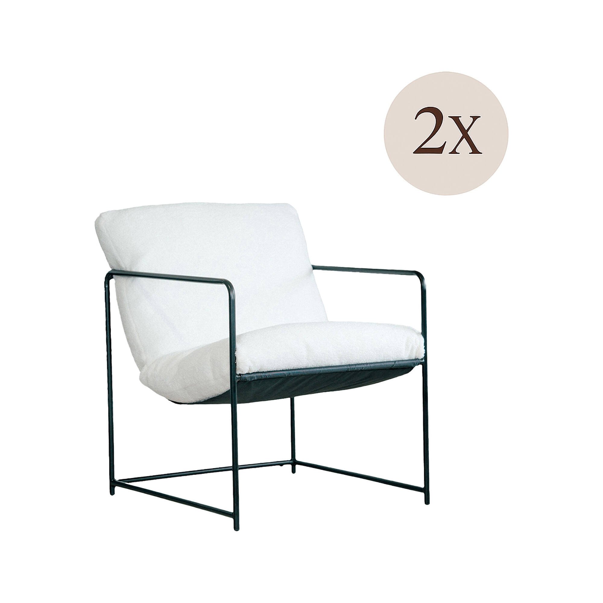 Poltrona Bianco set da 2 Braccioli 61x67x75h cm, Peso Supportato 120 kg - Appare