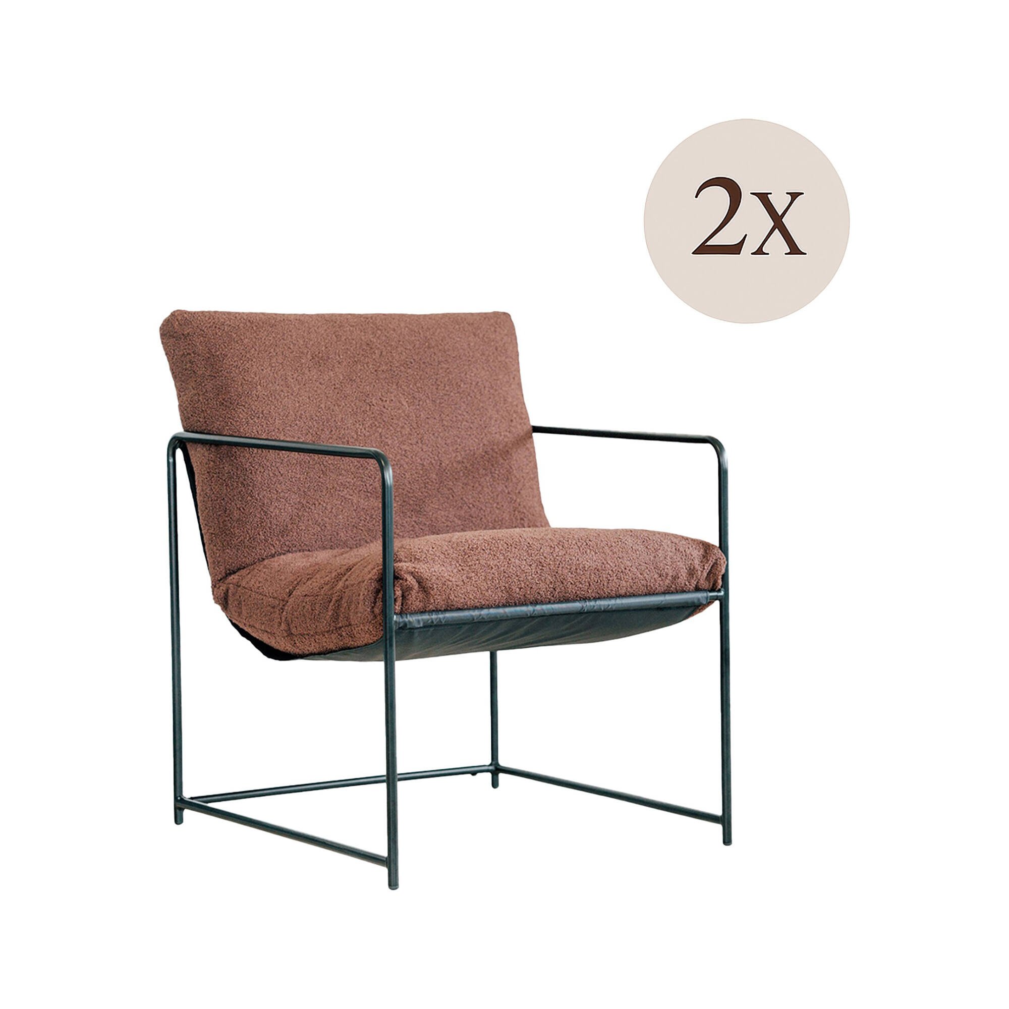 Poltrona Marrone set da 2 Braccioli 61x67x75h cm, Peso Supportato 120 kg - Appare